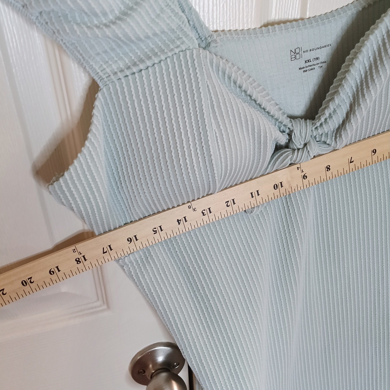 No Boundaries Light Blue Textured Midi Dress XXL 19 Tie Front Stretch Bodycon