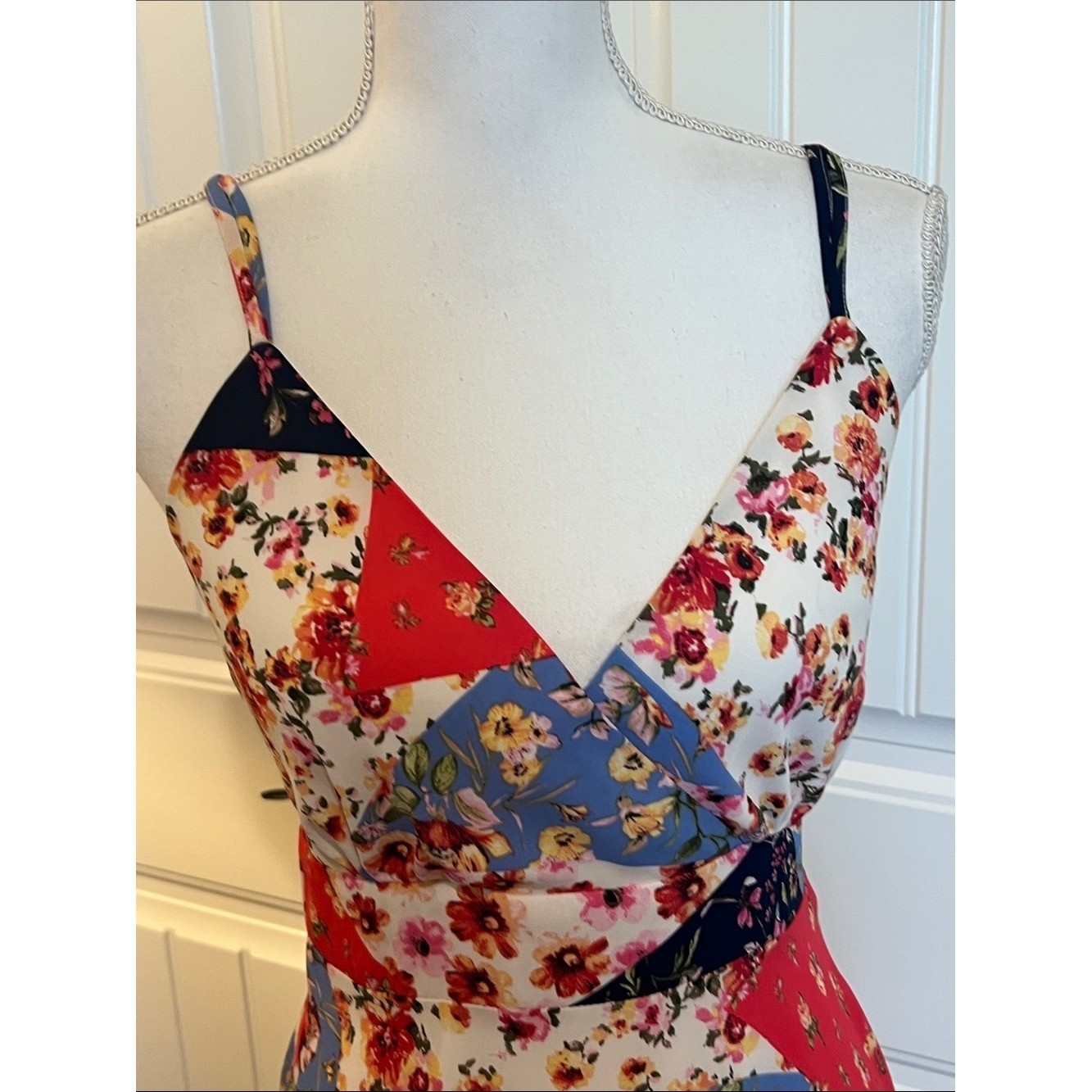 Gilli Anthropology Floral Patchwork Back-Tie Sundress Small Boho Mini Dress