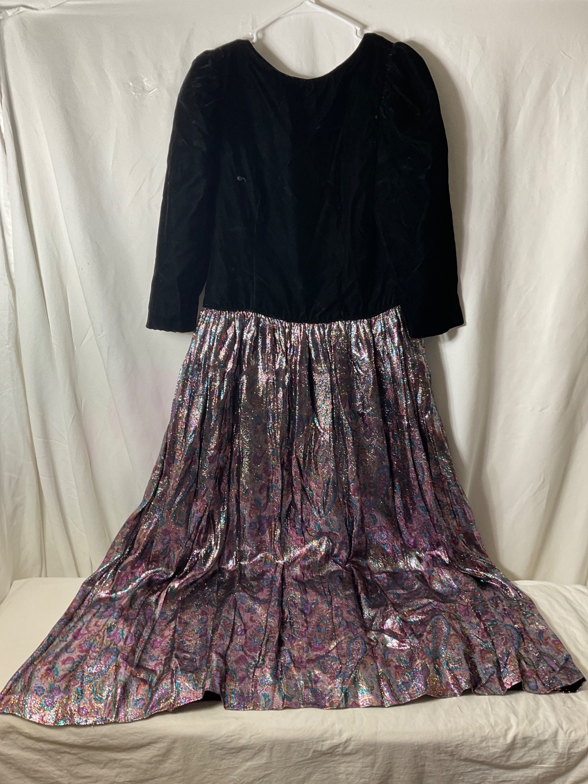 VTG Custom Made Velvet Tinsel Metallic Long Dress Lined