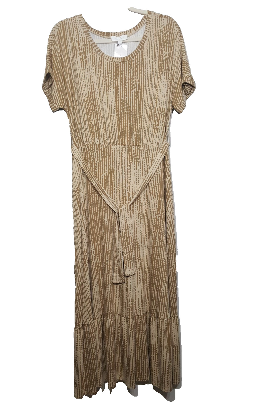 New Directions Maxi Dress LARGE Ties at Waist Stretch Soft Flowy Casual Summer