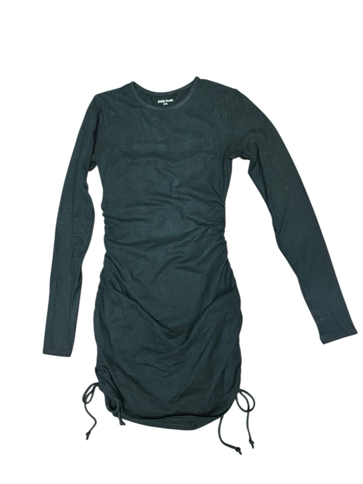 SOCIAL TOURIST Black Ruched Sides Long Sleeve Mini Dress Women’s Size S