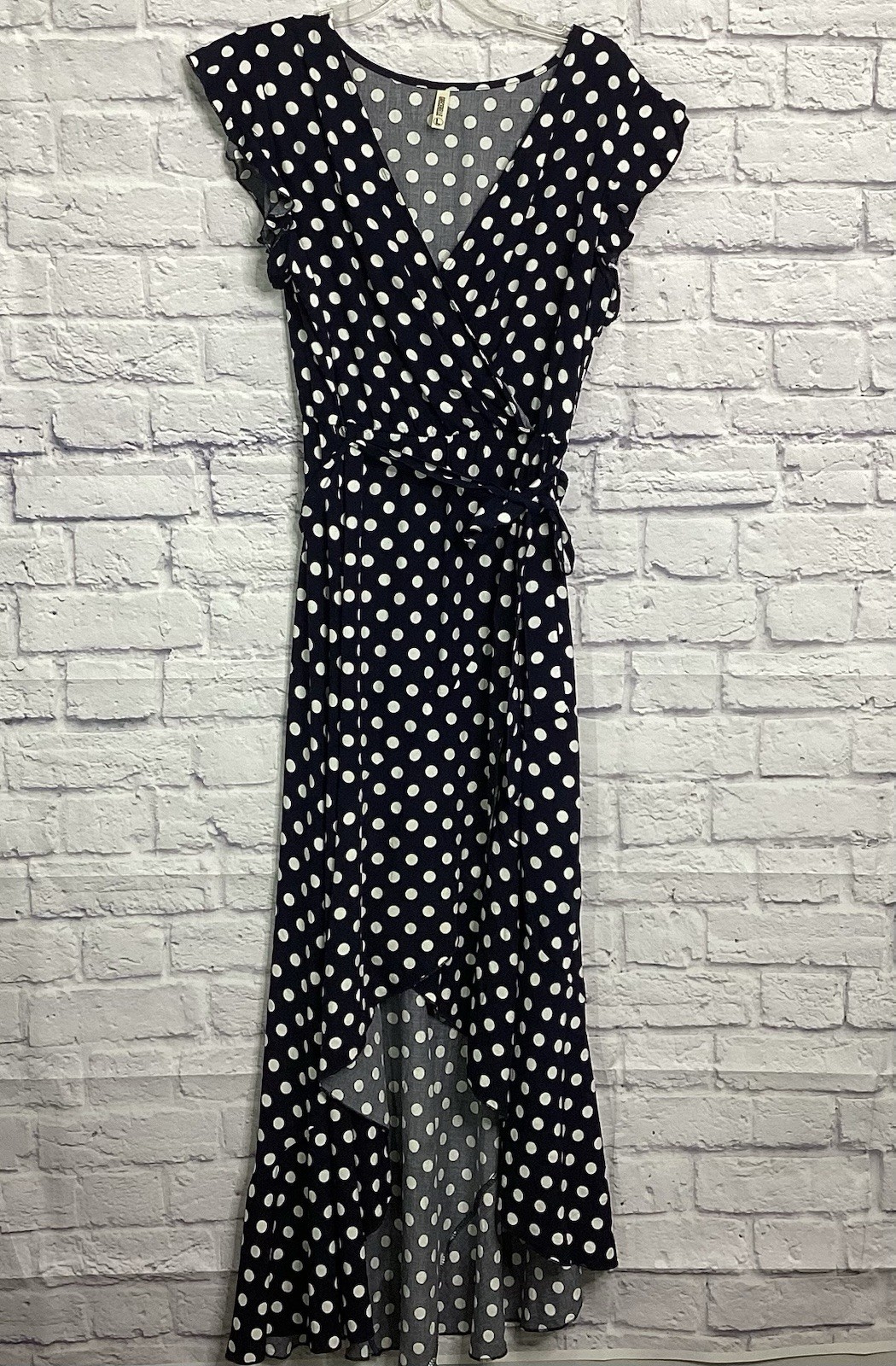 Grecerelle Women’s Spring Summer Navy Boho V-Neck Maxi Dress Sz L Wedding Party