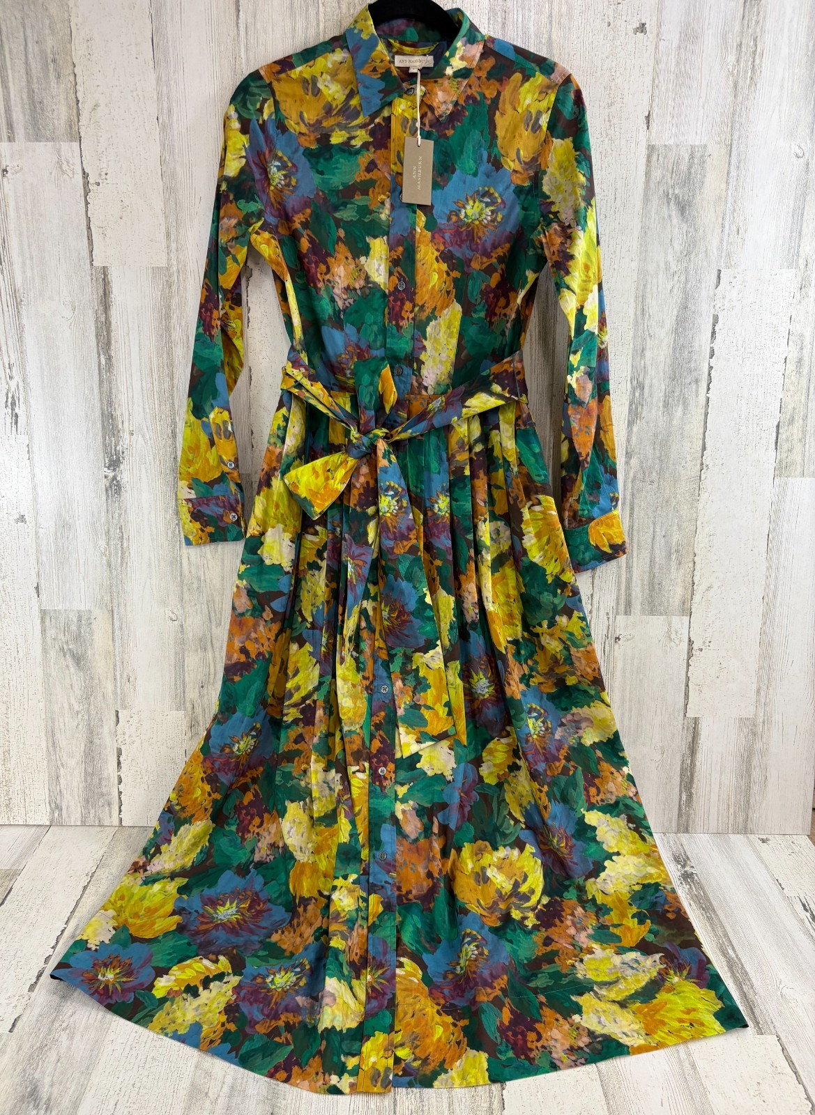 Ann Mashburn S Multi Artists Bouquet Liberty Classic Shirtwaist Maxi Dress NEW
