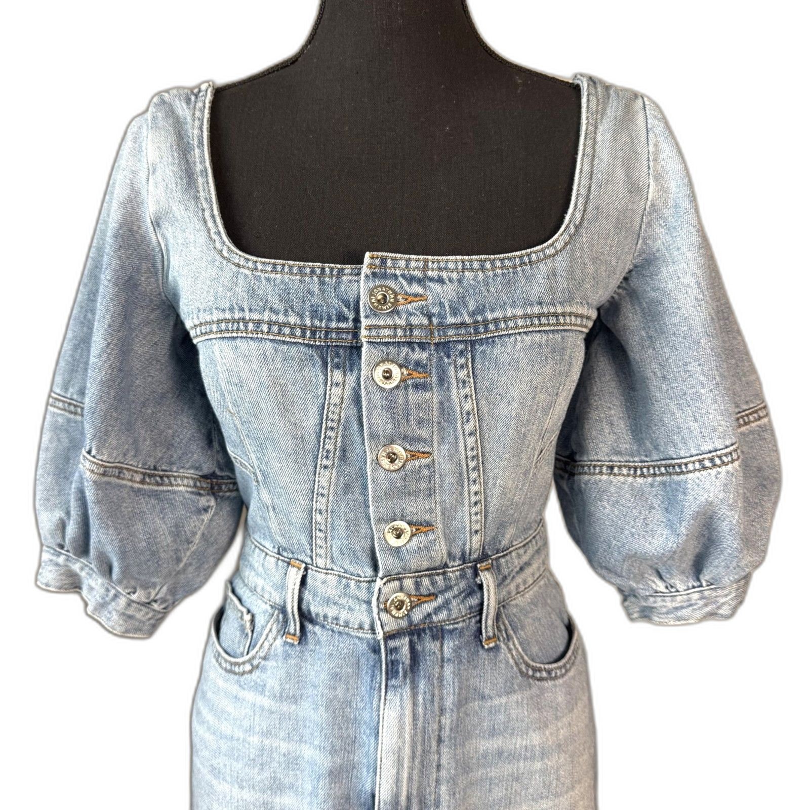 Size 4 Jonathan Simkhai Standard Poppy dress lightwash denim Americana Y2K 10705