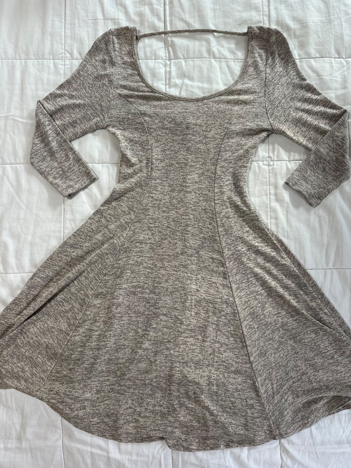Aiden Y Mid Dress Knit Skater Open Back 3/4 Sleeves Size Small Y2K Fall