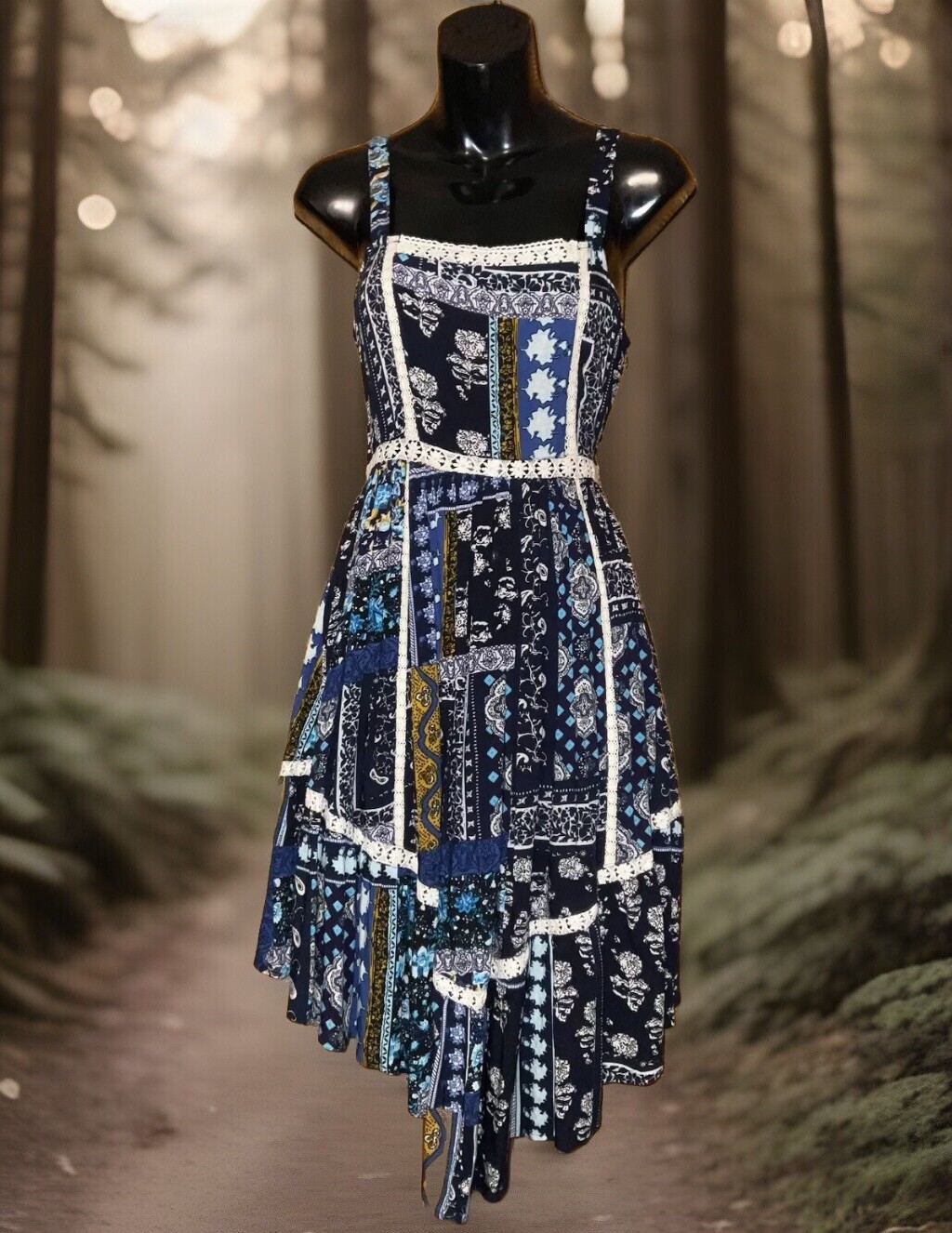 Izabel London parsley print floral Blue Mix dress size 8