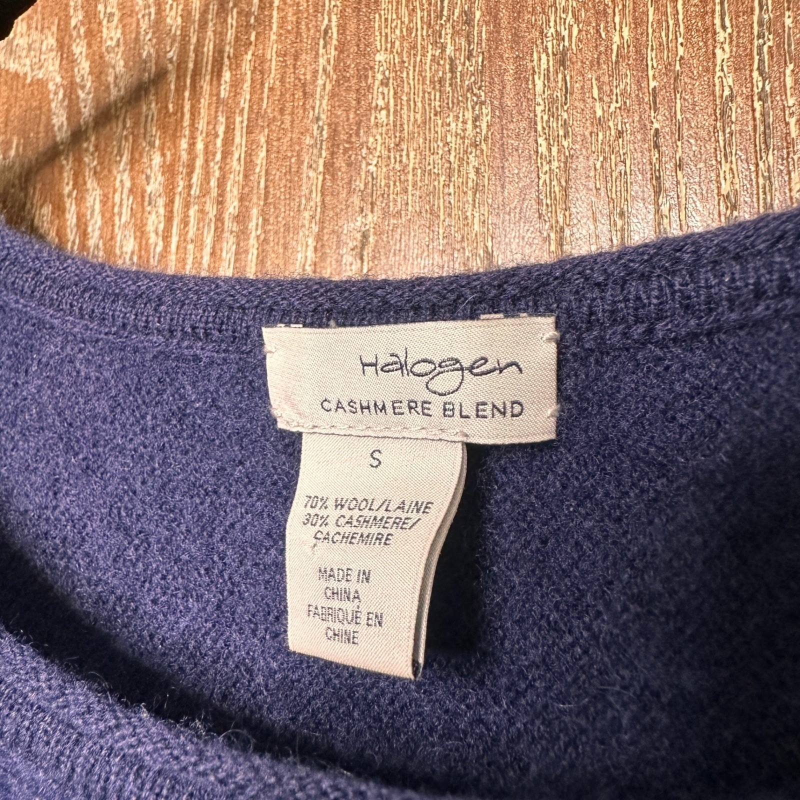 Halogen Wool Cashmere Blend Knit Sweater Dress Long Sleeve Blue Womens S Casual