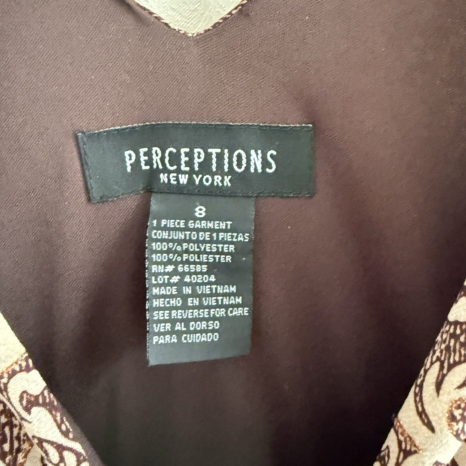 Perceptions Tiered Dress Sz 8 Romantic, Feminine Cottagecore Brown Paisley fairy