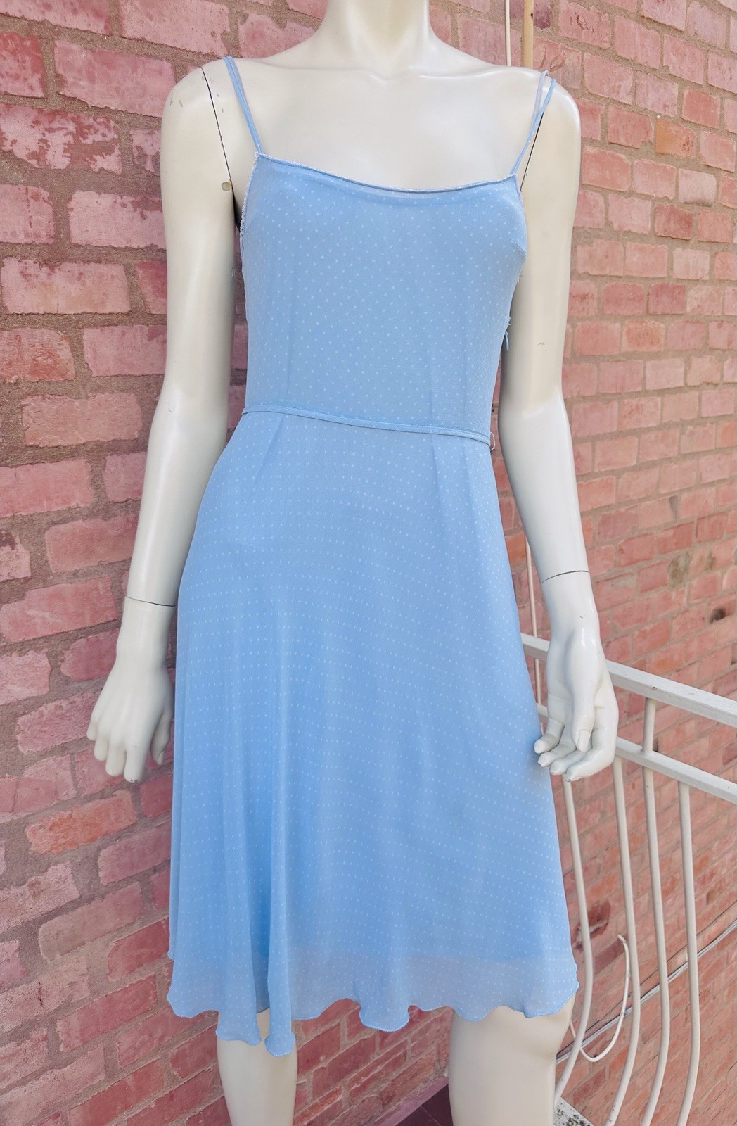 Vintage 2000s BluGirl Blumarine Blue Polka Dot Rayon Slip Dress I40 Y2K Gem💎