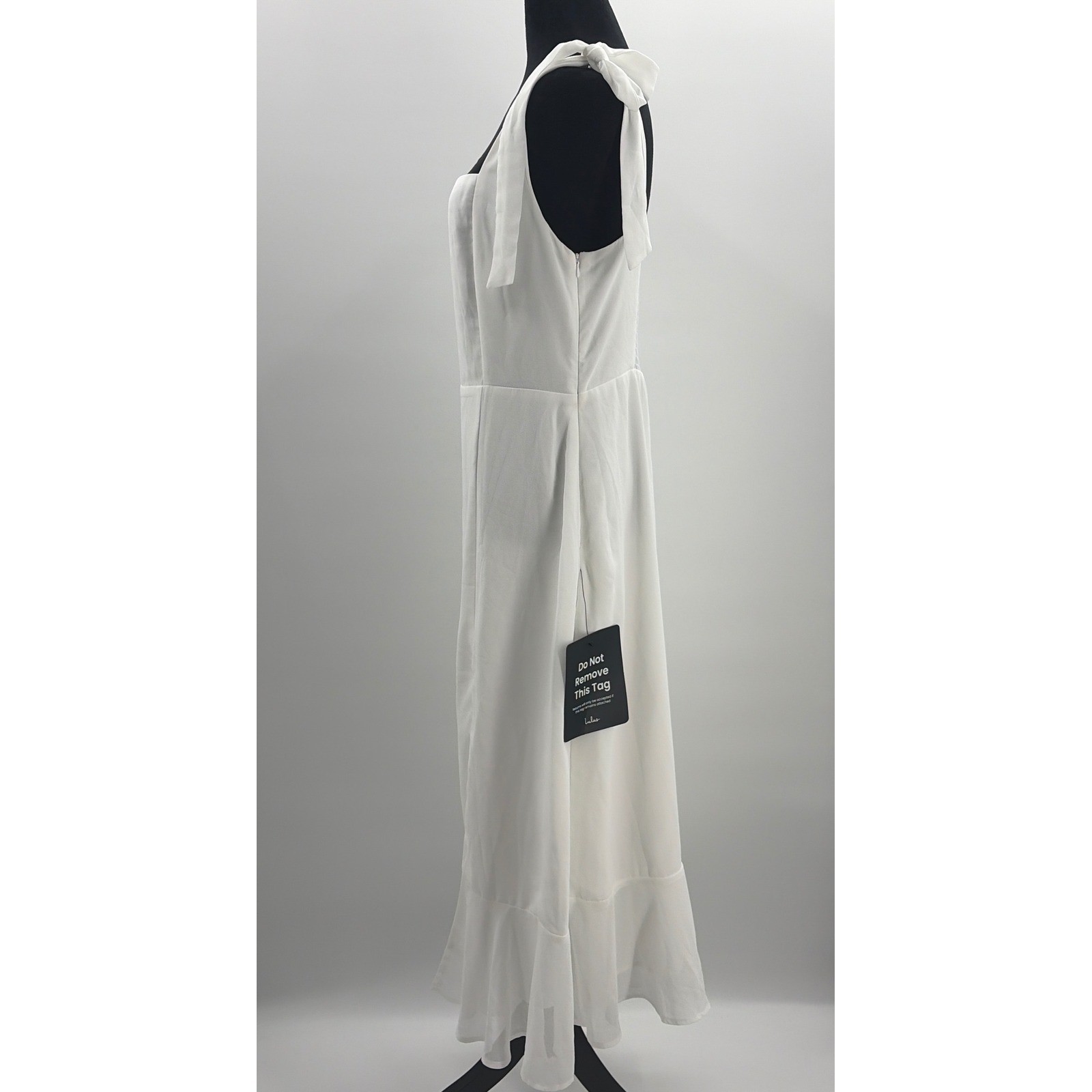 Lulus Summer Invite White Tie-Strap Tiered Midi Dress XL Smocked Slit Ruffle NEW