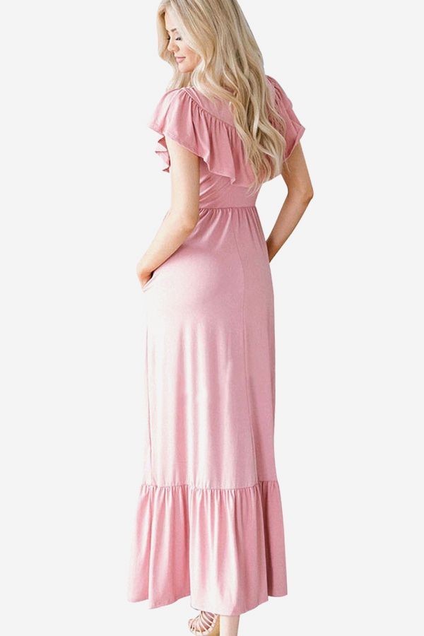 New Pretty in Pink Pocket Ruffles Casual Dress Size Medium