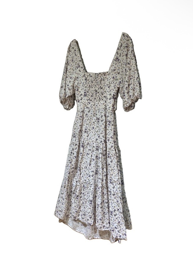 MINKPINK Hailey Midi Ivory Sundress with Lavender Floral Print NWT Size M
