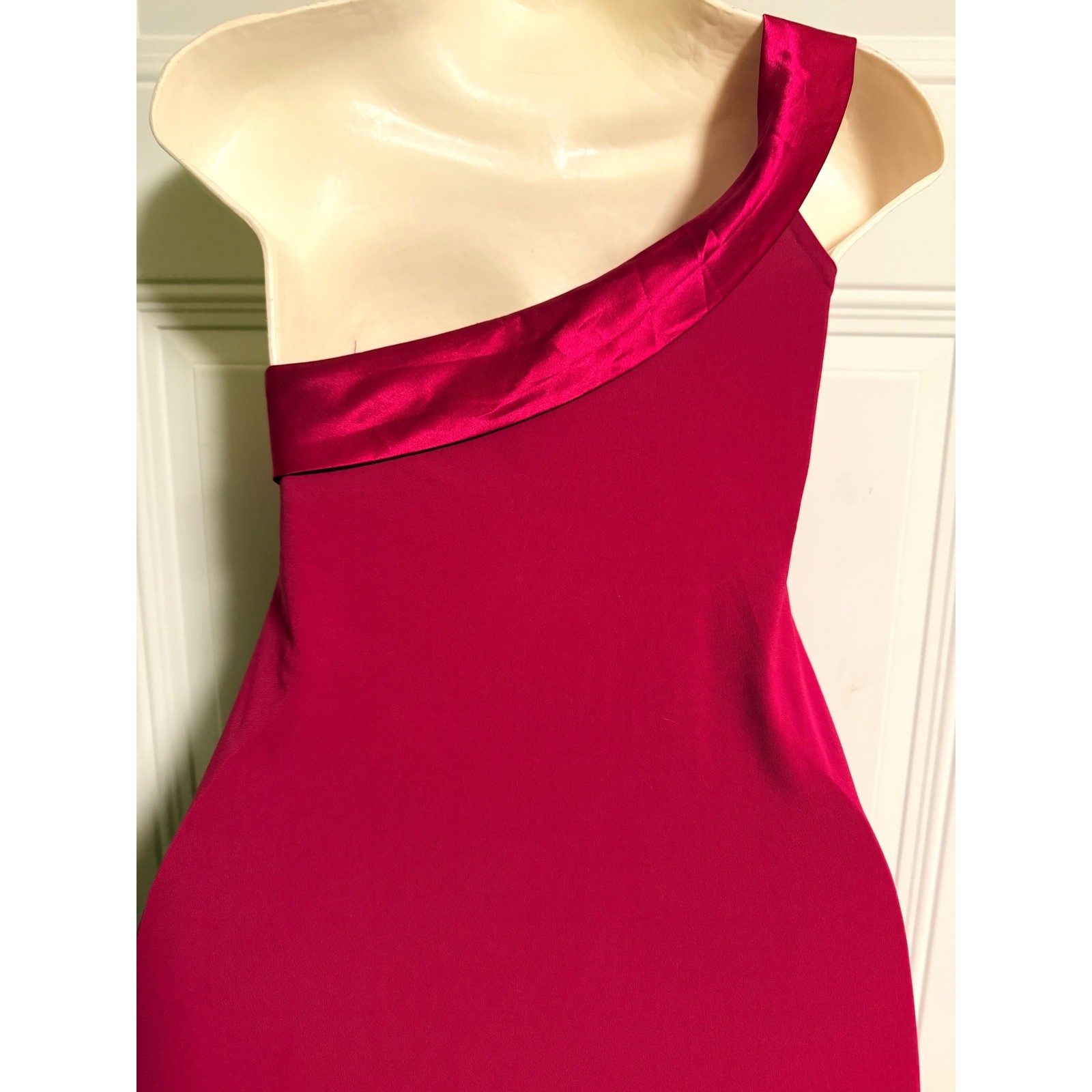 Rory Beca One-Shoulder Silk Dress XS Burgundy Wine Made in USA Elegant Draped