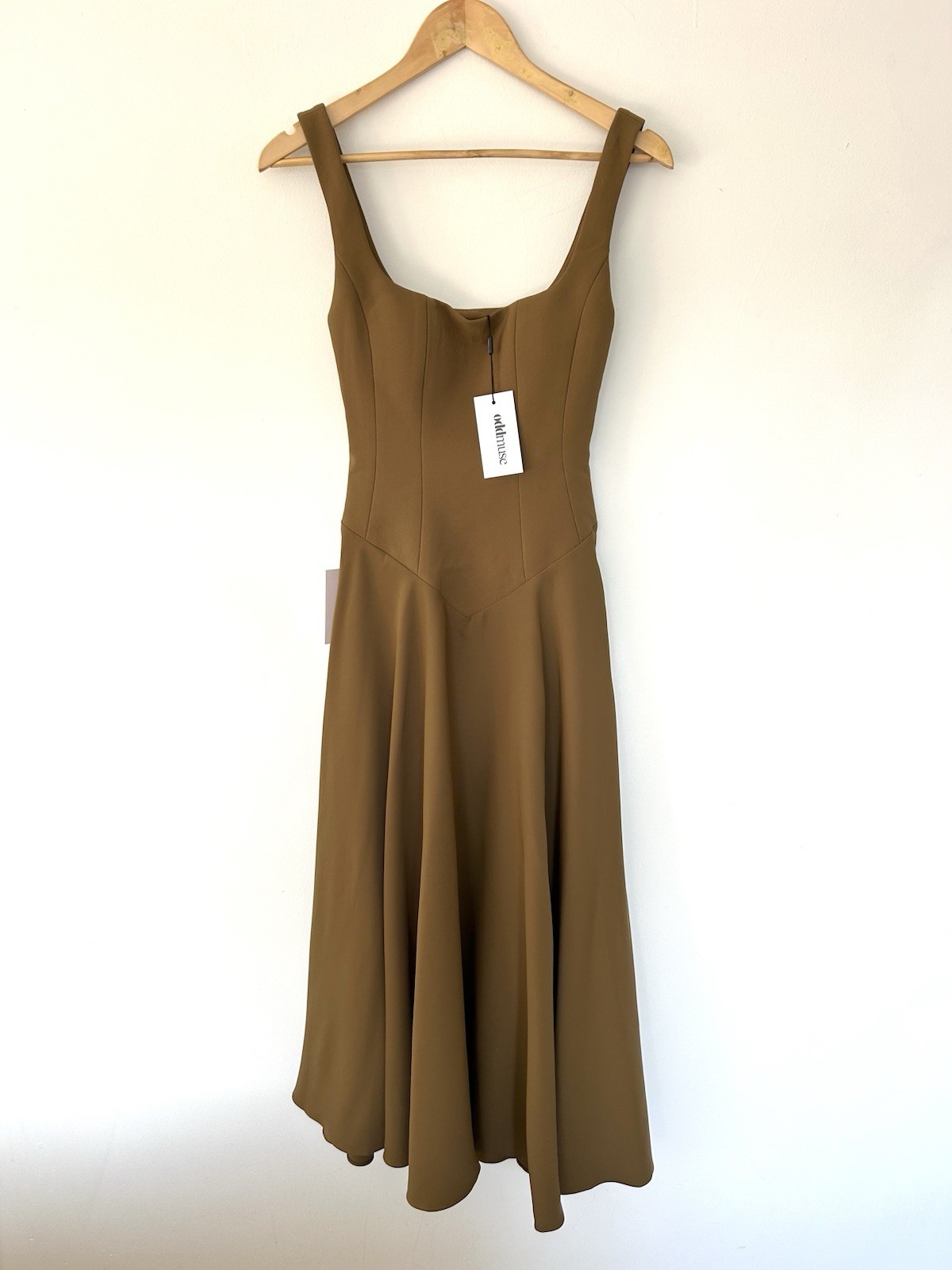 ODD MUSE – The Ultimate Muse Low Waist Square Neck Midi Dress – Olive XS BNWT!