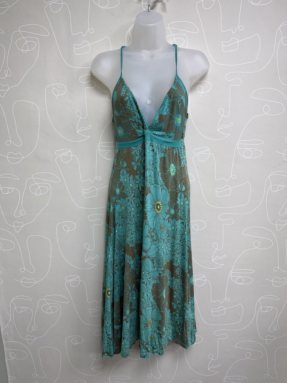Animal Size 8 Dress Midi Y2K Halter Neck Vintage Fairycore Beach Jersey Holiday