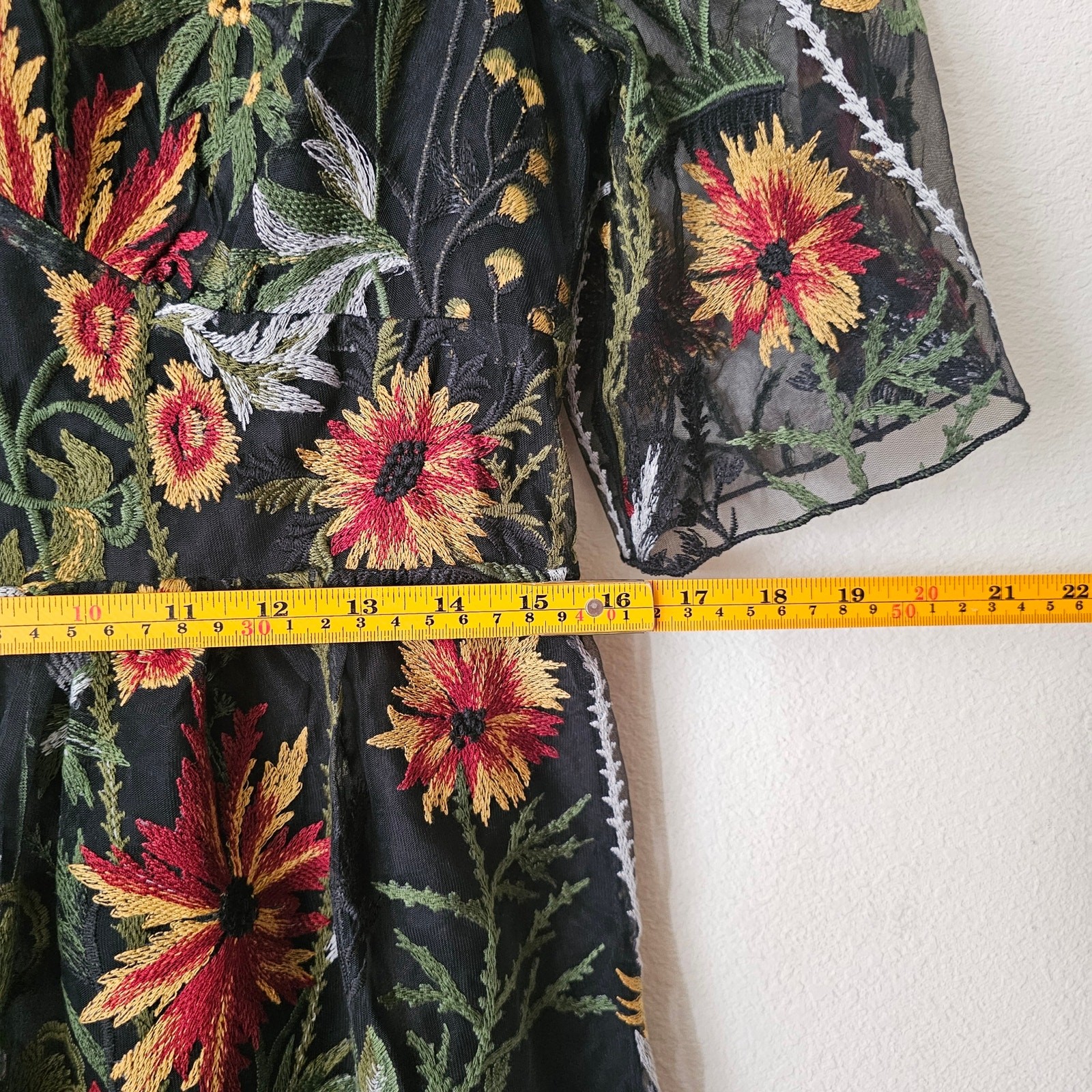 DISTURBIA NWT Wildflower Embroidered Floral Boho Goth Mesh Mini Dress Sz US 8