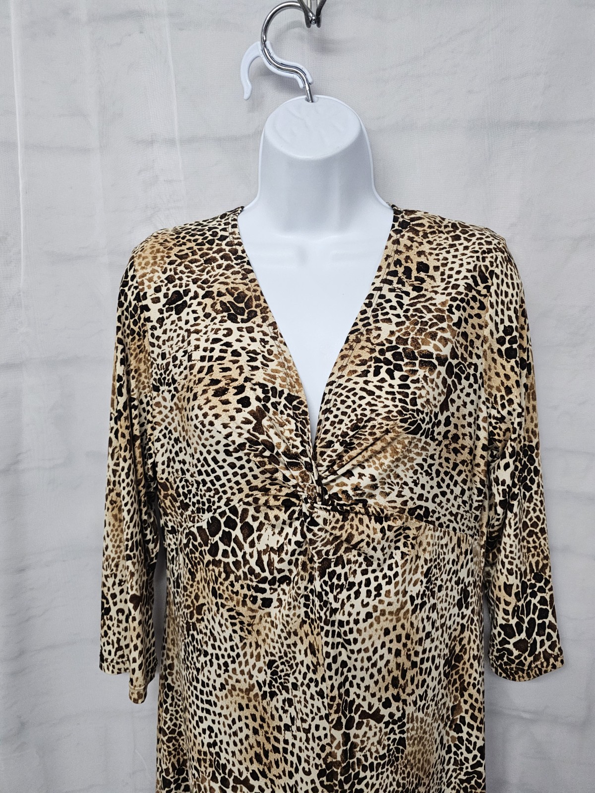 Elementz Dress Leopard Brown Midi Grunge Indie Sleeze Casual M