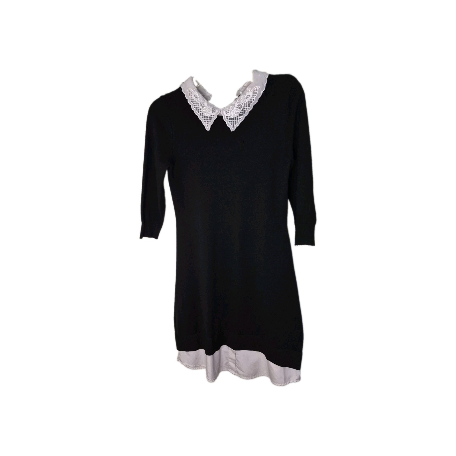 Peter Pan Collar Wednesday Addams Knee Length Women’s Dress 3/4 Sleeve