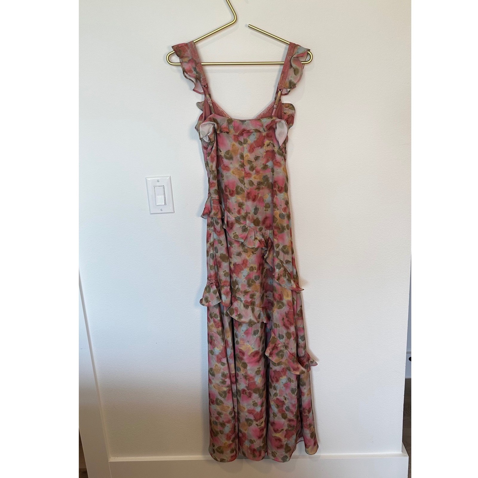NWT Steve Madden Versailles Floral Ruffle Dress Asymmetric Georgette Lace