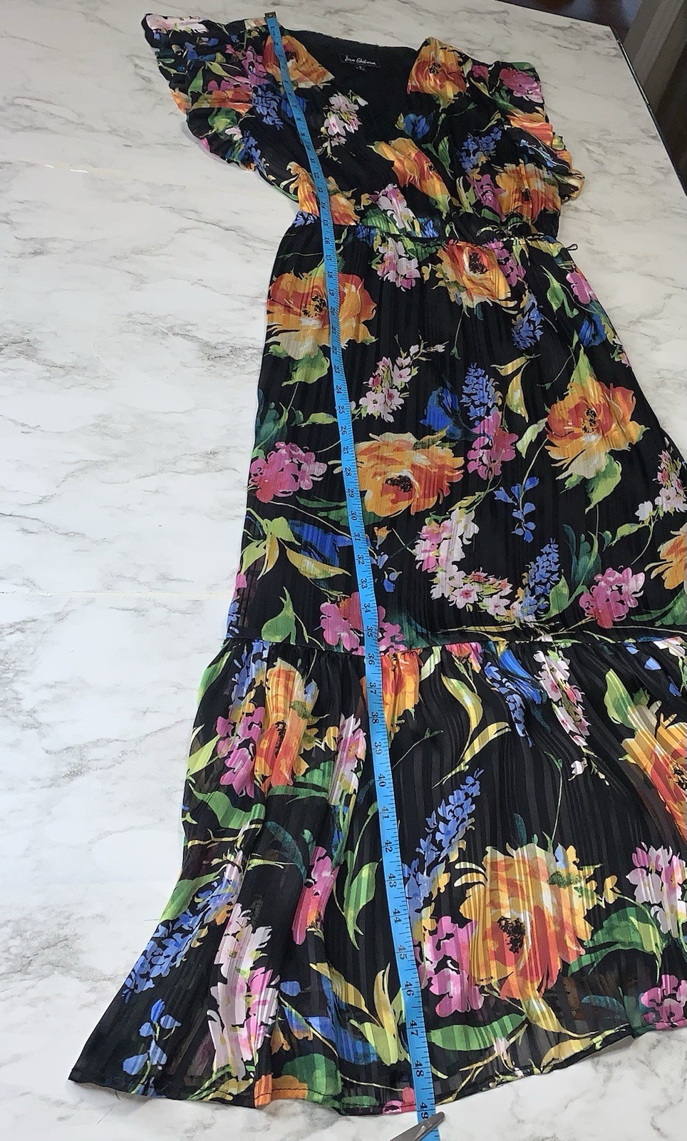 Sam Edelman Ankle Length V-Neck Maxi Silhouette Flutter Sleeve Floral Dress Sz 0