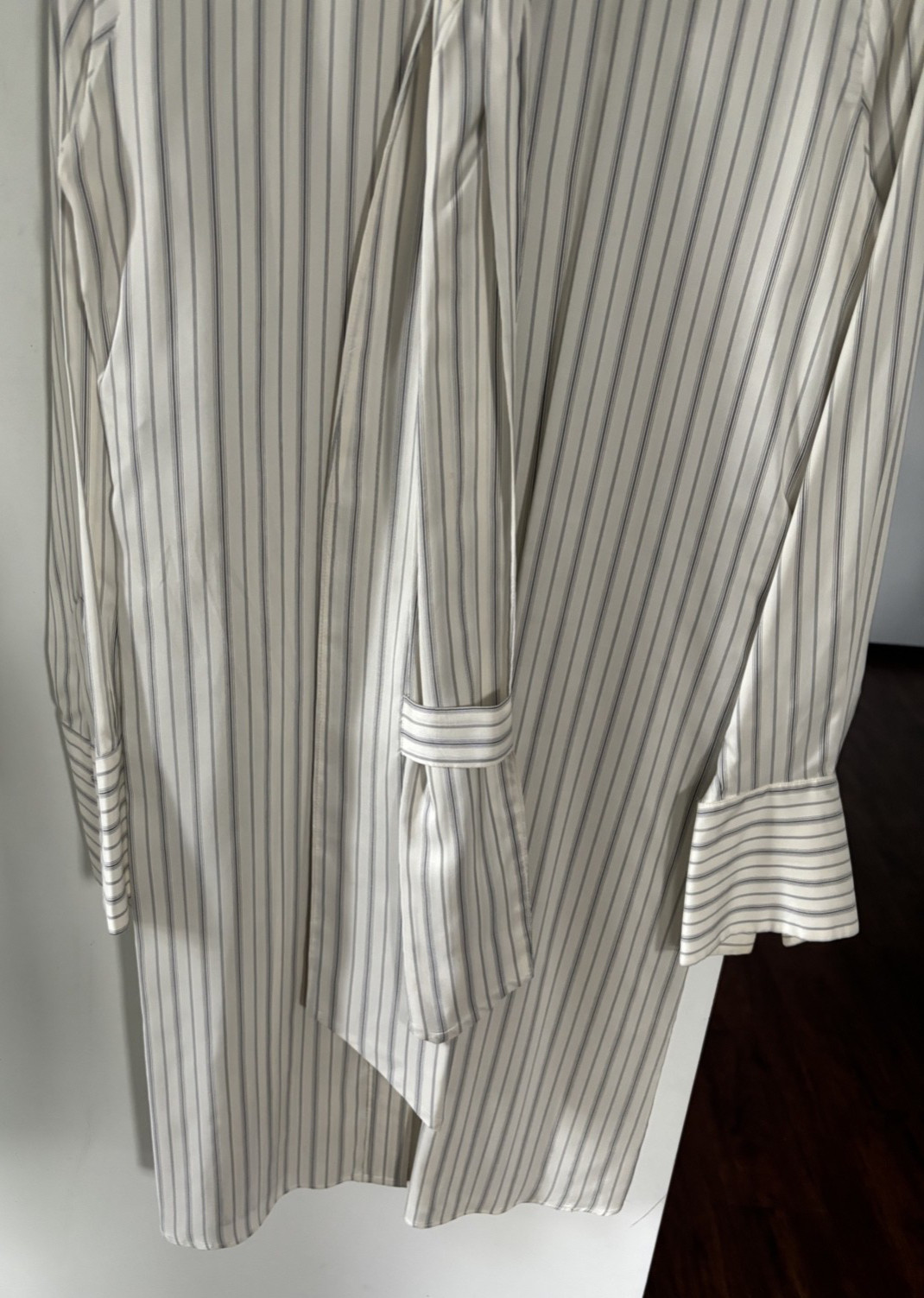 Maison Margiela grey Striped Midi Silk Shirt Dress Sz 1 xs OVERSIZED ITALY