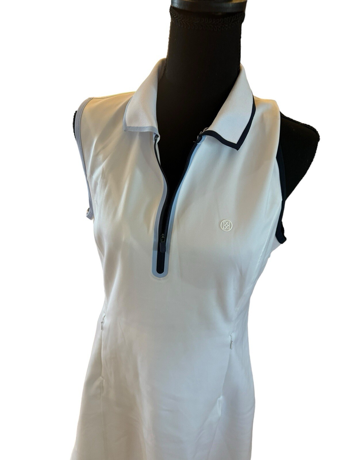 G/FORE Sleeveless White Polo Stretch Nylon Lined Golf Tennis Dress L NWOT $225