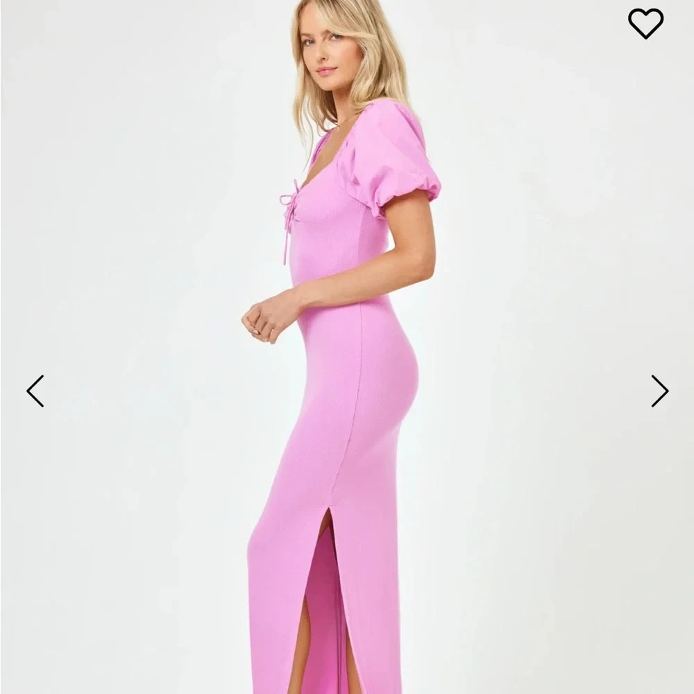 NWT $150.00 L*Space Pink Chelsea Puff Sleeve Ribbed Dress Sz.S