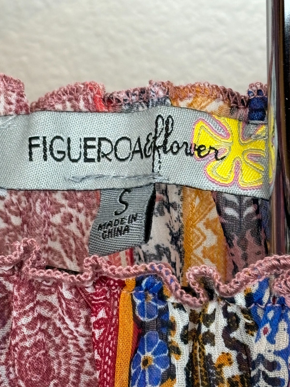 Fig & Flower Floral Tiered Patchwork Boho Smocked Maxi Dress S Cottage Peasant