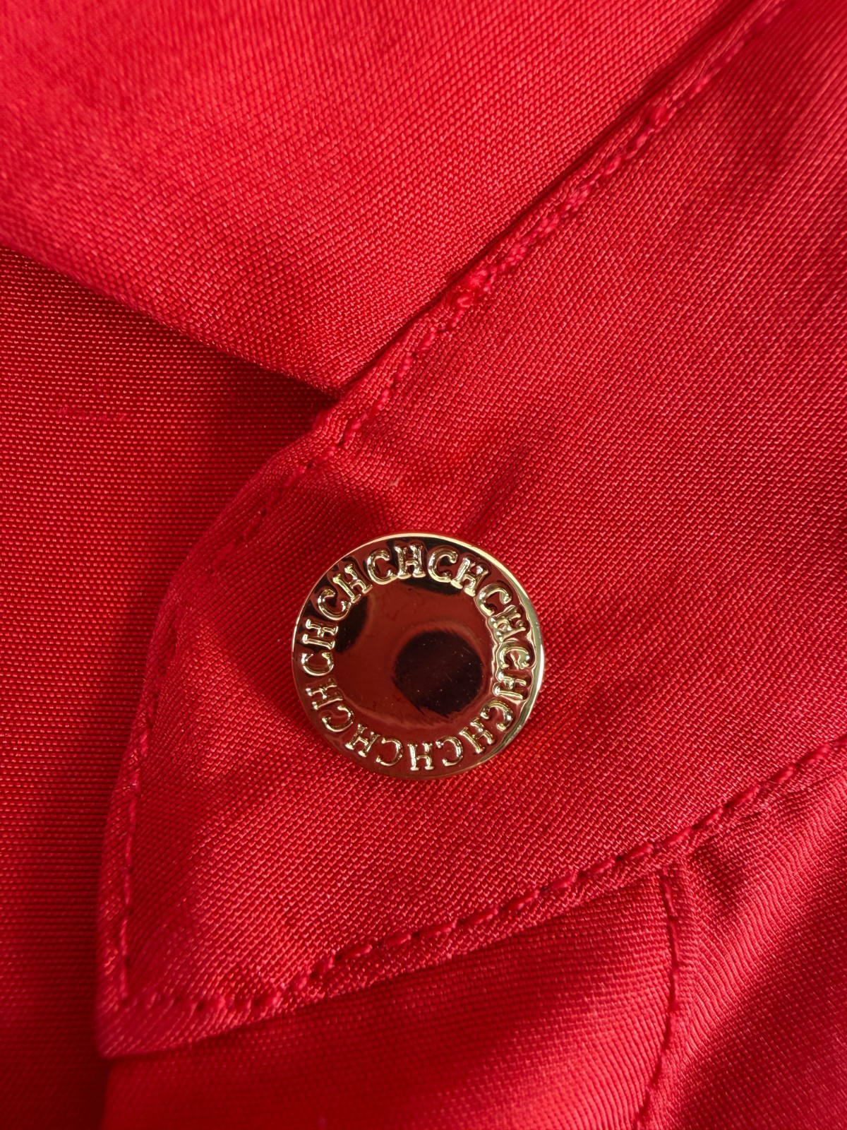 NWOT CAROLINE HERRERA Red Silk Button Up Dress Pocket Rope Belt Bend Collar 4 S