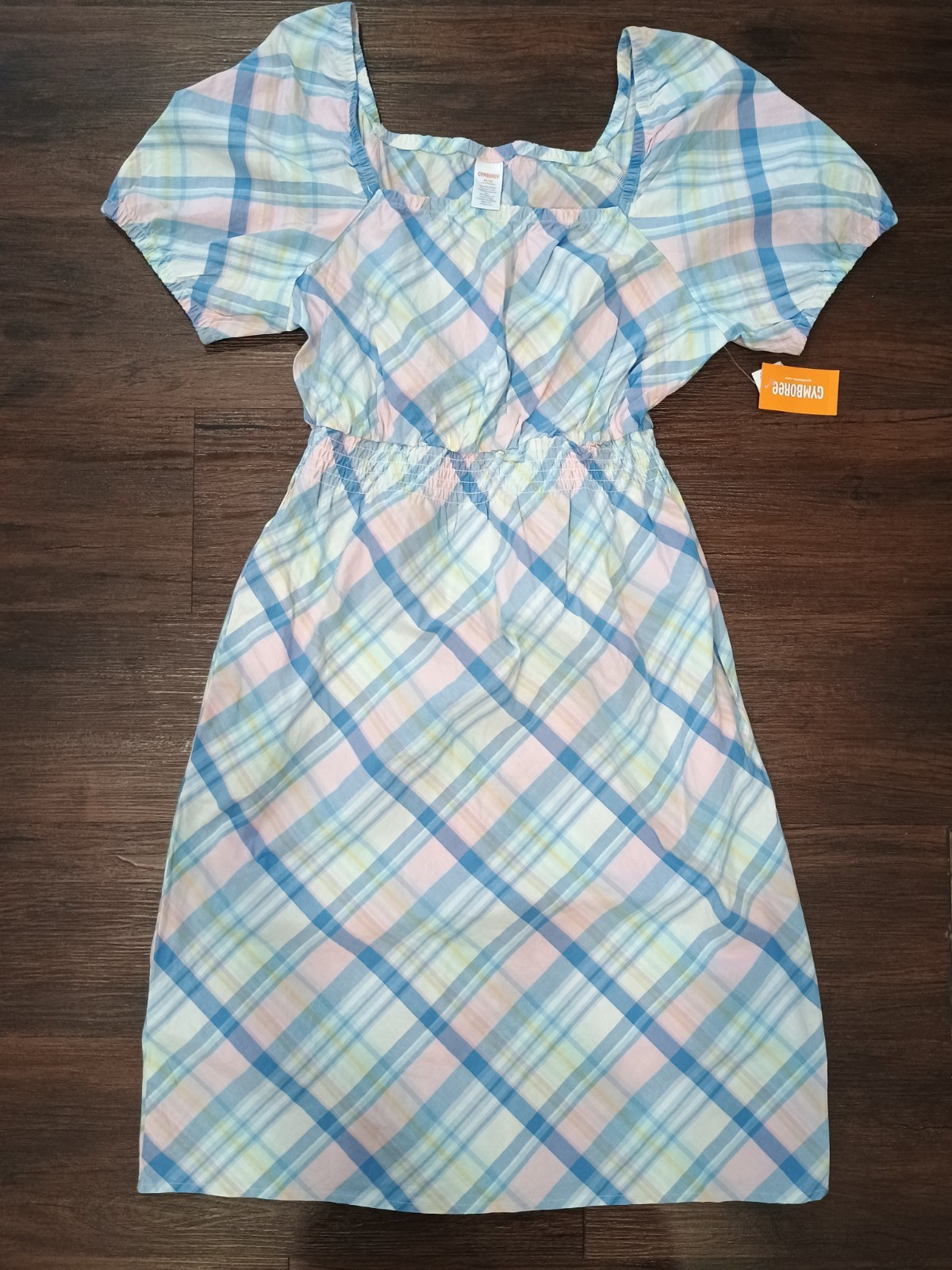 Gymboree Sz M Adult Plaid Ruffle Dress Spring Celebrations White Pink Blue