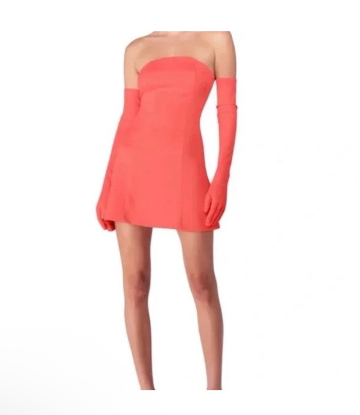 NWOT Miscreants London Cupid Mini Dress W/Slit & Gloves In Coral Pink UK 6 US 2