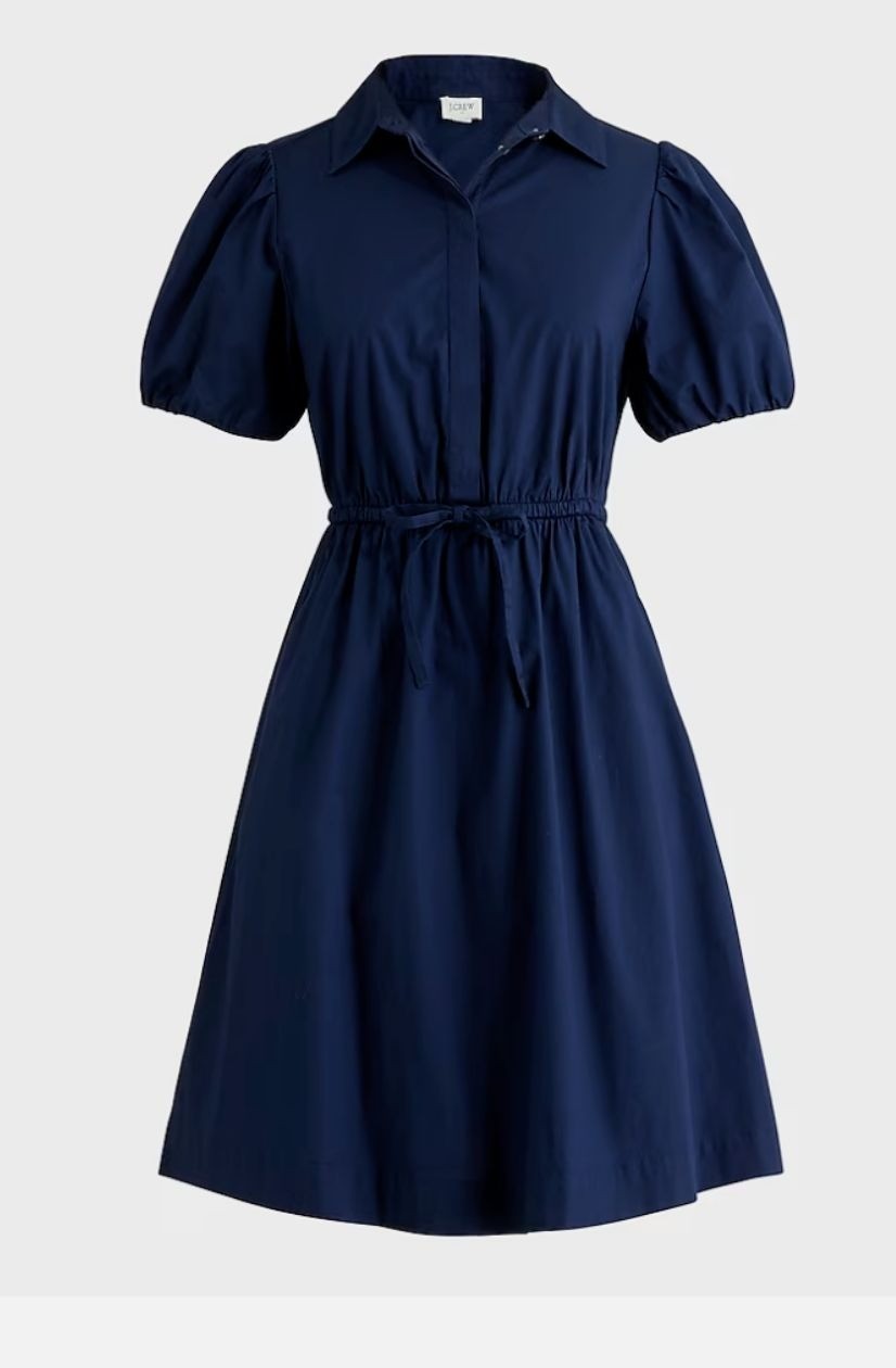 J. Crew Factory Short Sleeve Collared Mini Dress Navy Blue Size 8 NWT CA432