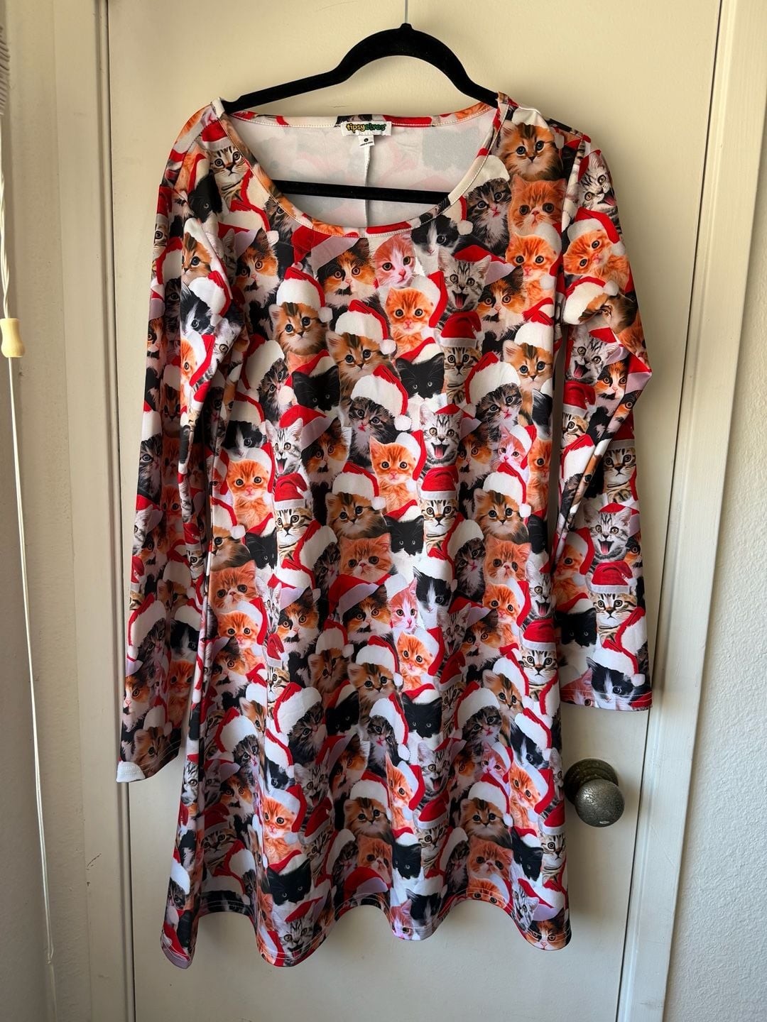 Tipsy Elves Meowy Catmus Long Sleeve Christmas Dress