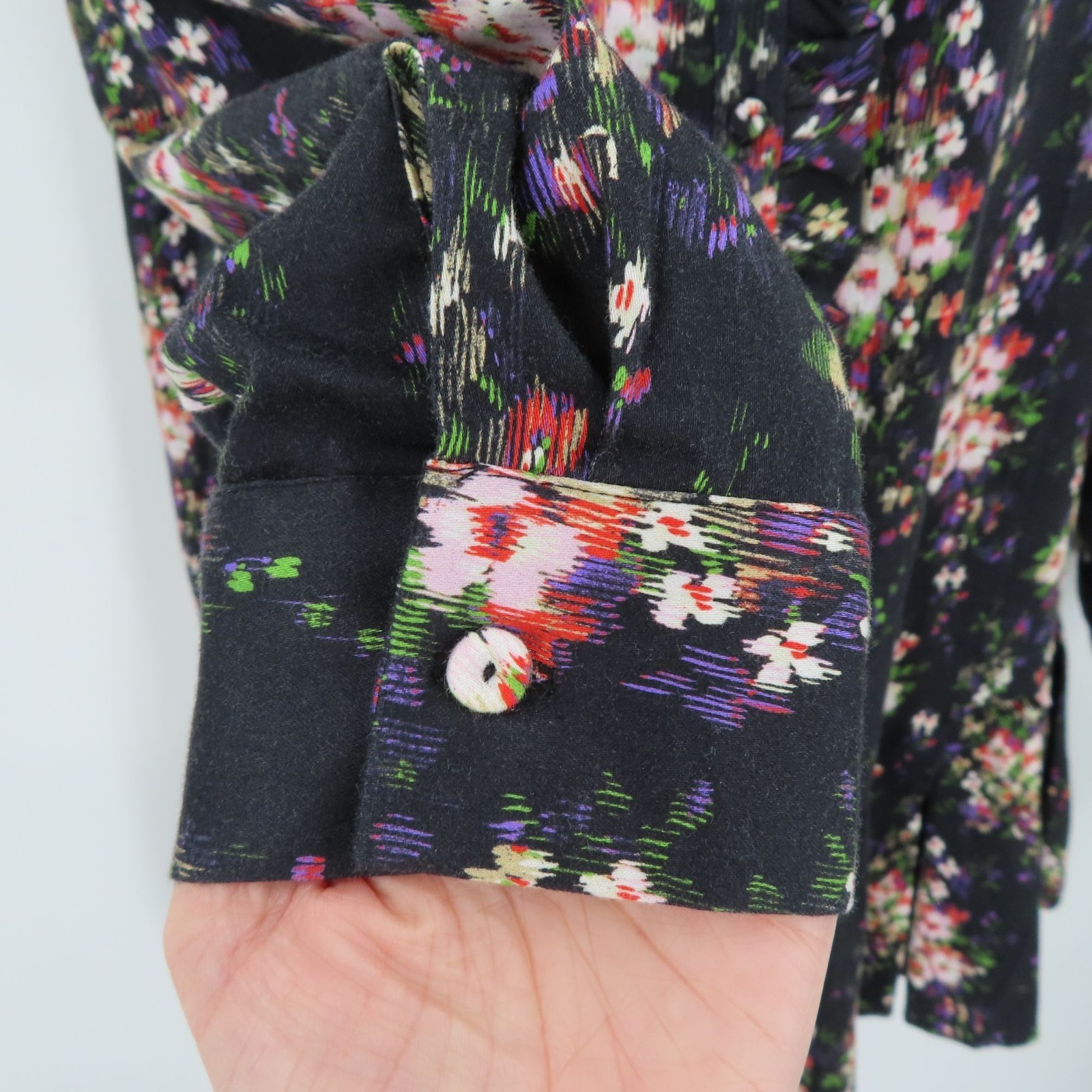 Tuckernuck Women Small Tate Onyx Falling Flowers Bouquet Dress Pleated Floral