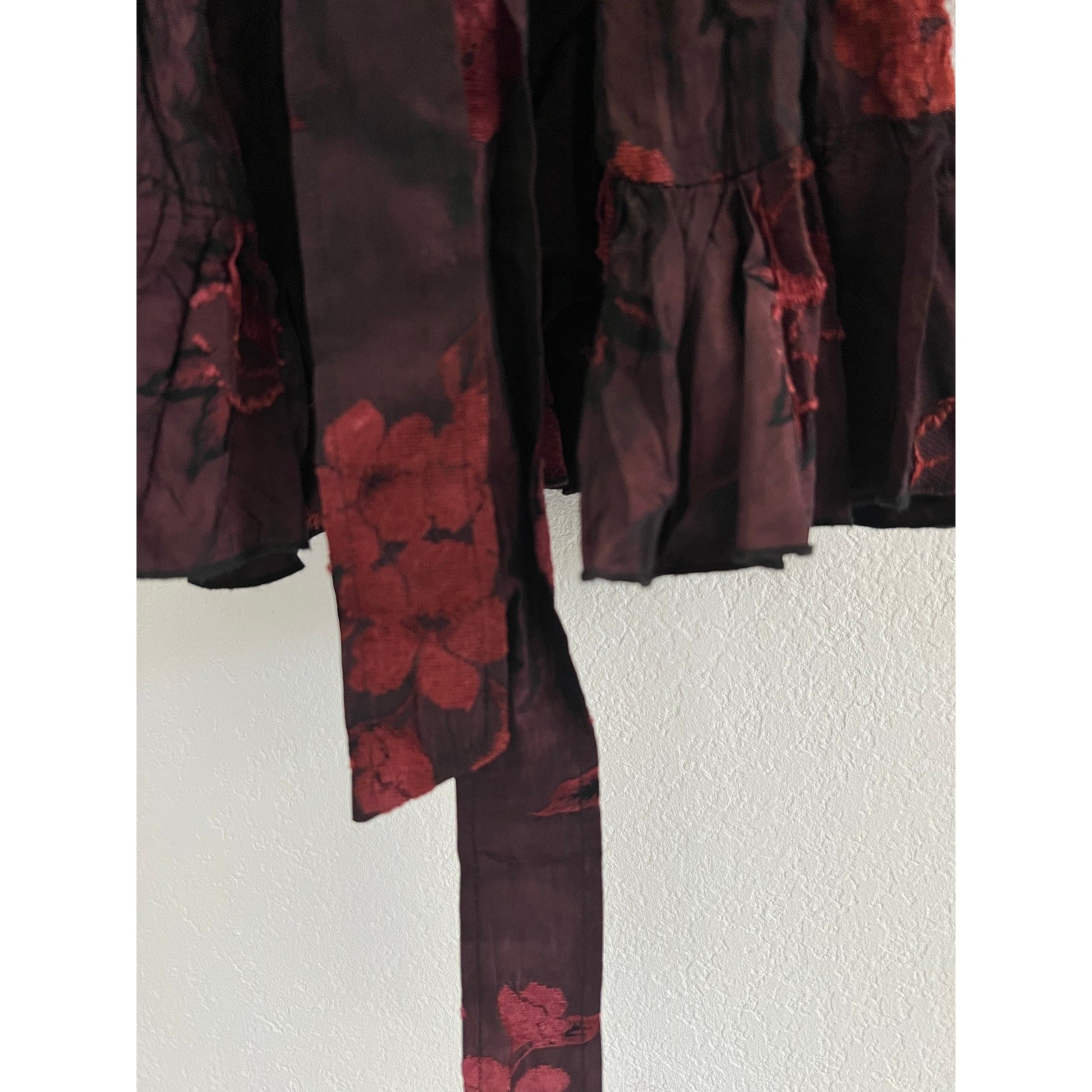 Alberto Makali Crushed Velvet Burnout Floral Mini Dress Small Whimsygoth Artsy