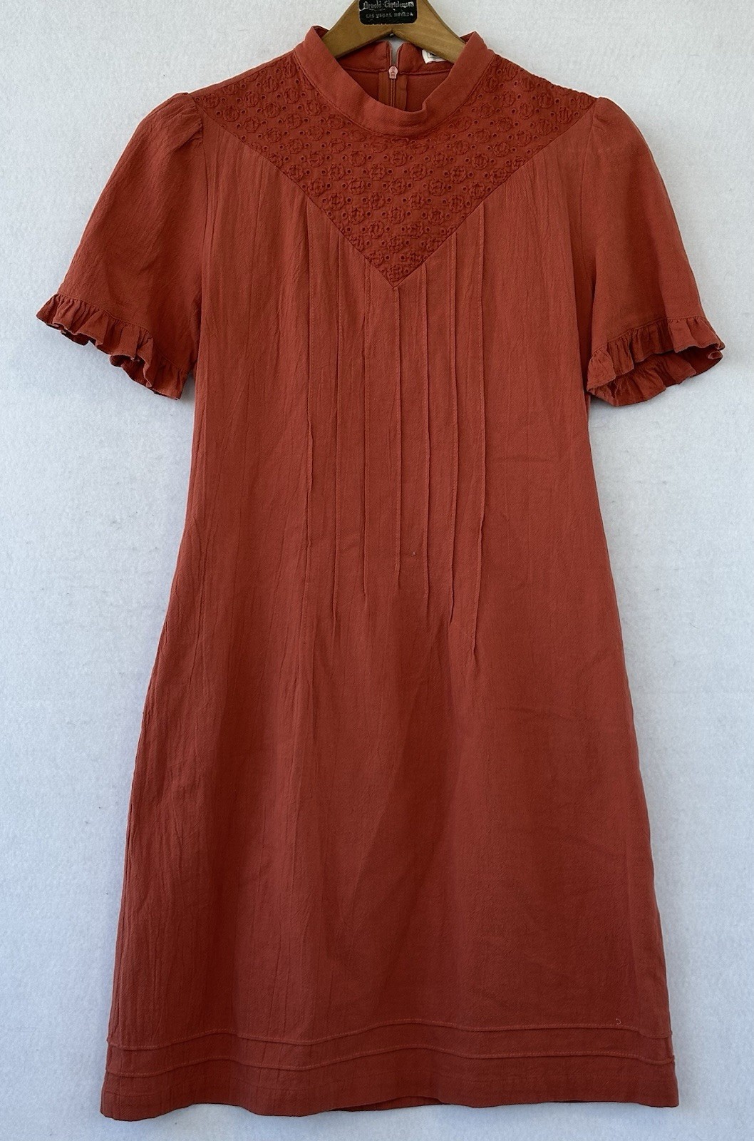 Roolee Prairie Cottagecore Dress Eyelet Sz M Rust Retro