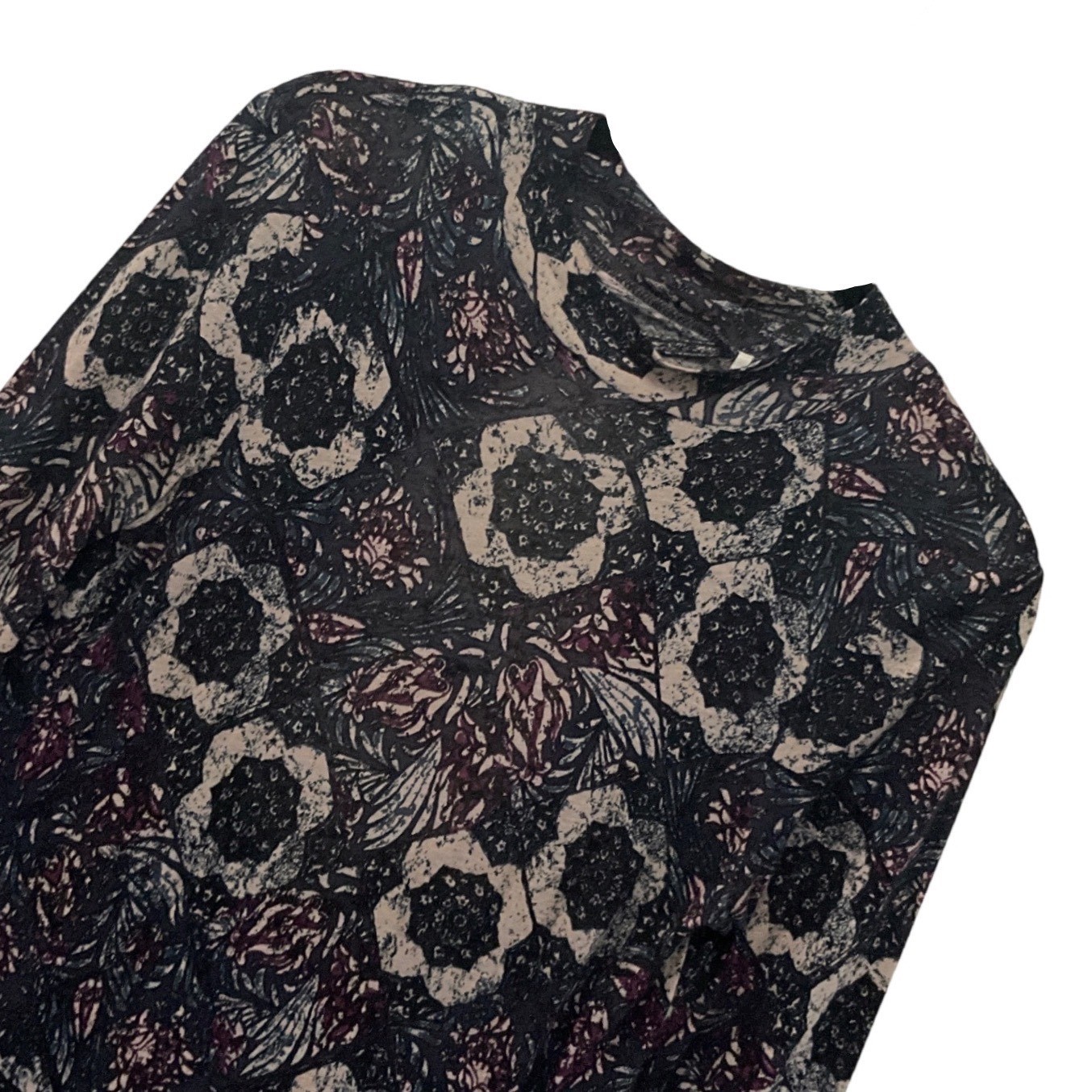 Free People Annabelle Tunic Dress Plum Combo Boho Linen Rayon Mini Stretch S