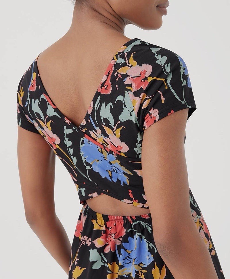Pact Fit And Flare Crossback Maxi Dress S Nightfall Blooms Organic Boho Floral