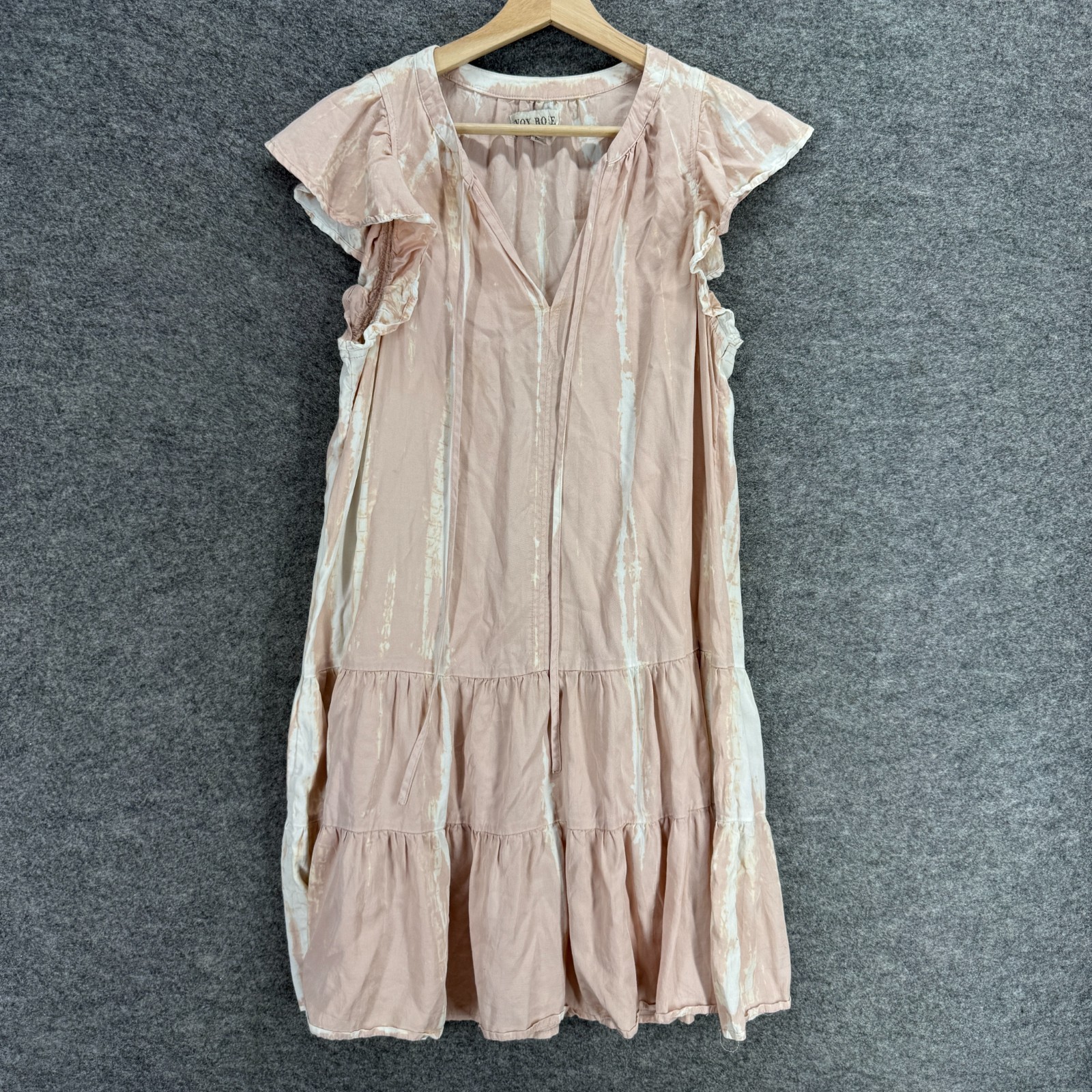 Knox Rose Dress Women S Beige Shift Midi V-Neck Short Sleeve Casual Solid