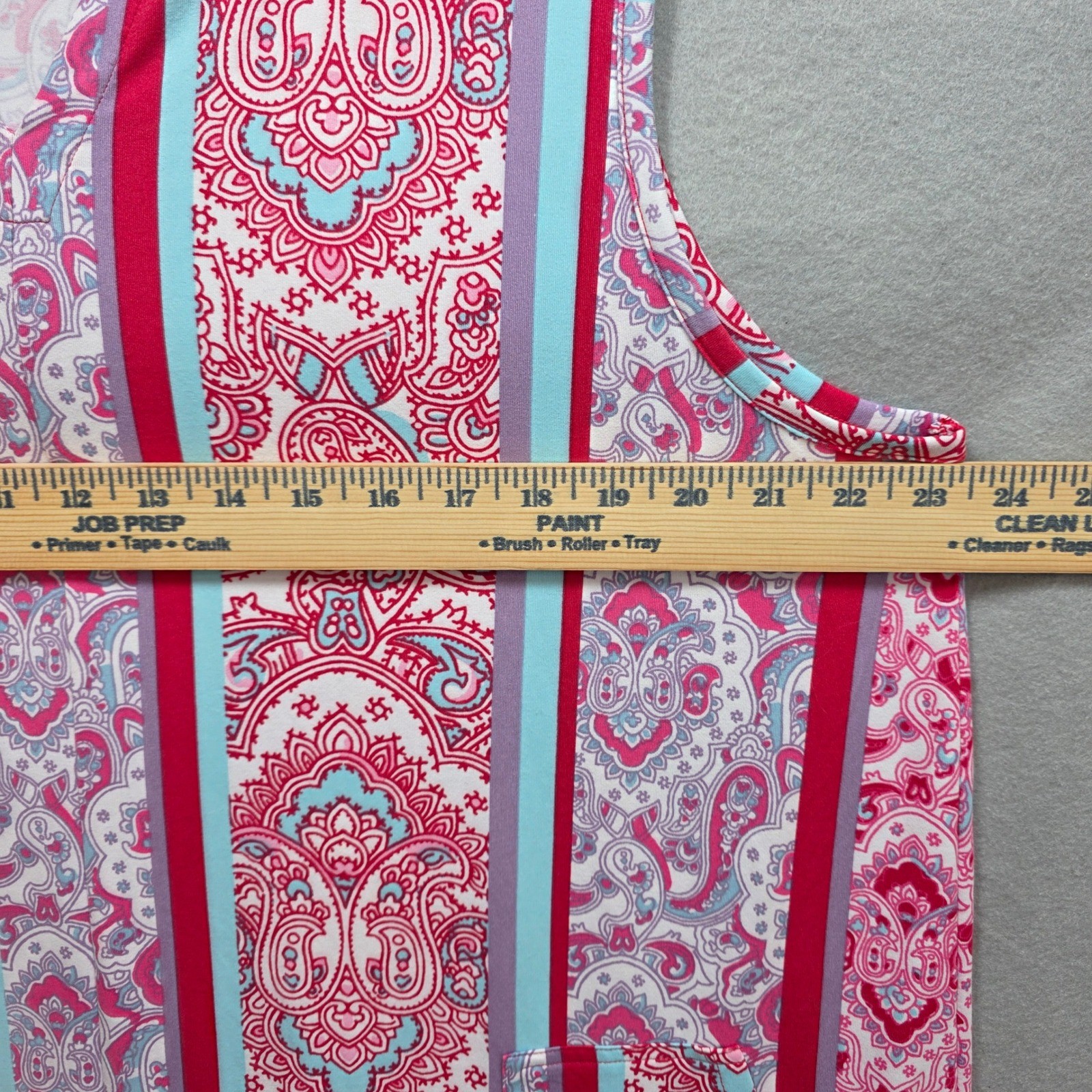 Comfort Code by Cuddl Duds Pink Paisley Stripe Sleeveless Pocket Lounge Dress XL