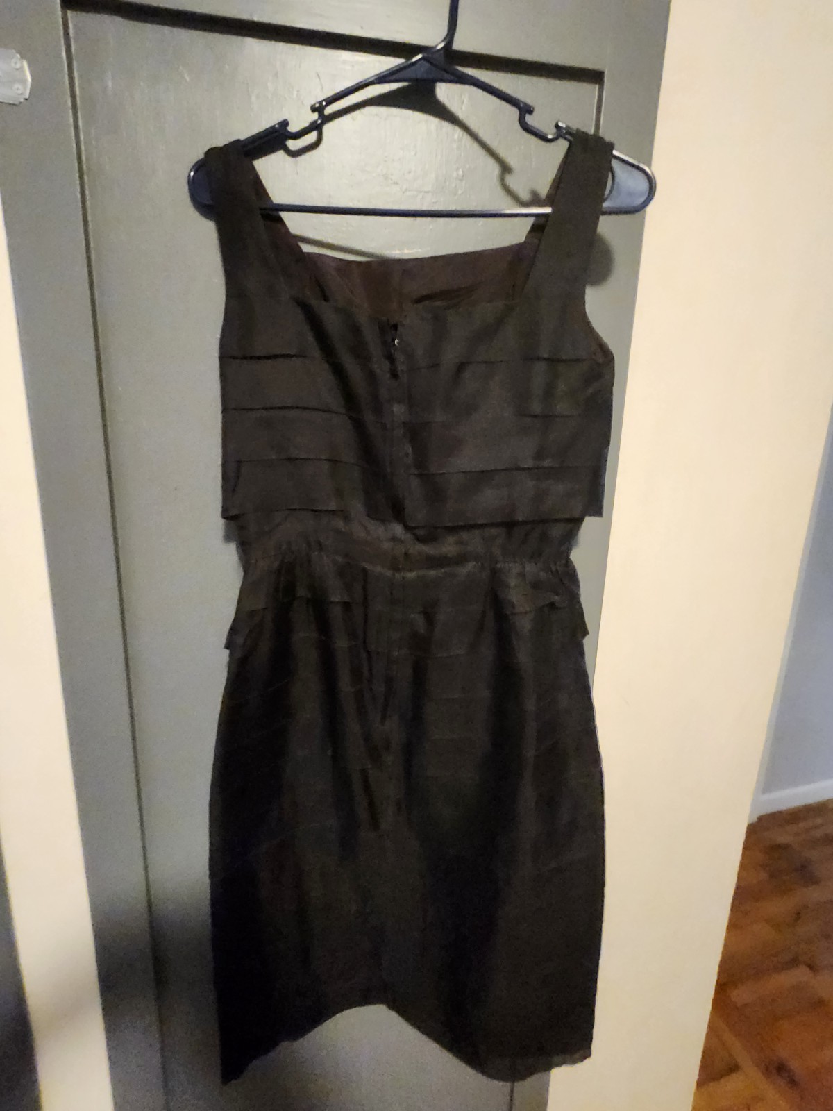 White House Black Market Black Solid Sleeveless Square Neck Zip Dress S