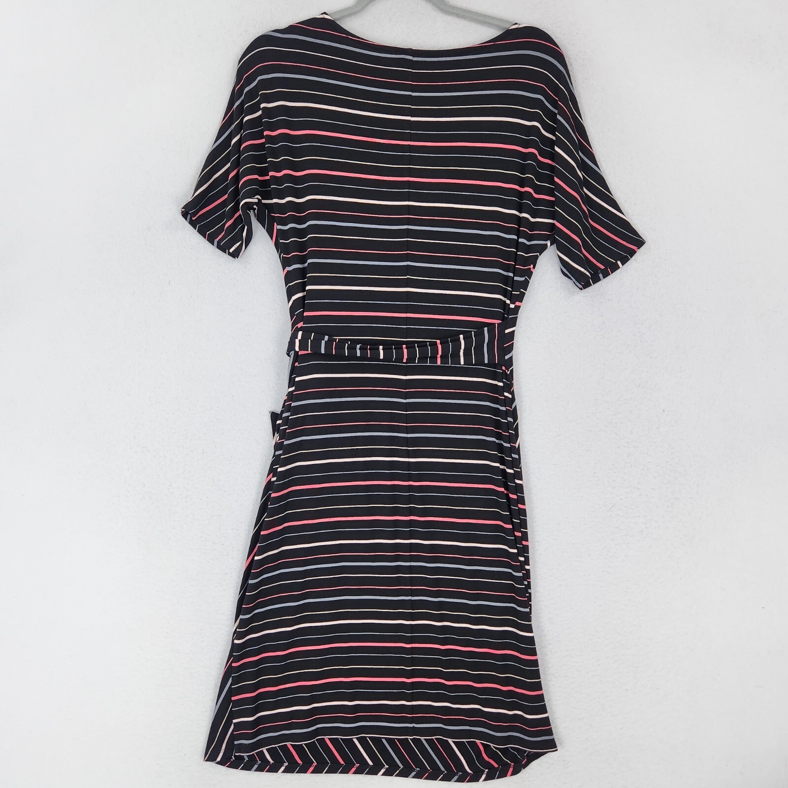Ann Taylor Dress Womens Small Black Colorful Striped Dolman Sleeve Sheath Casual