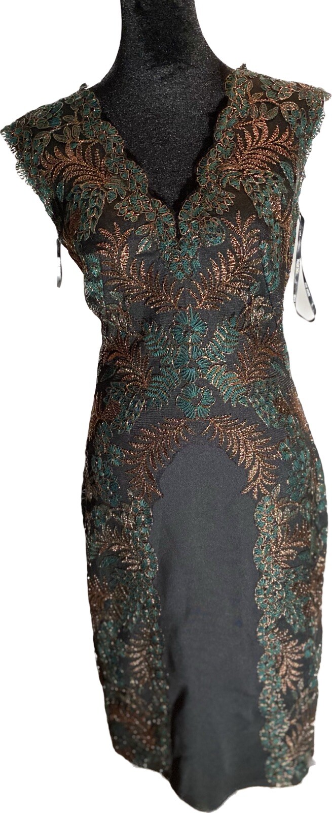 Tadashi Shoji Formal, Black/Floral Dress, Size 2