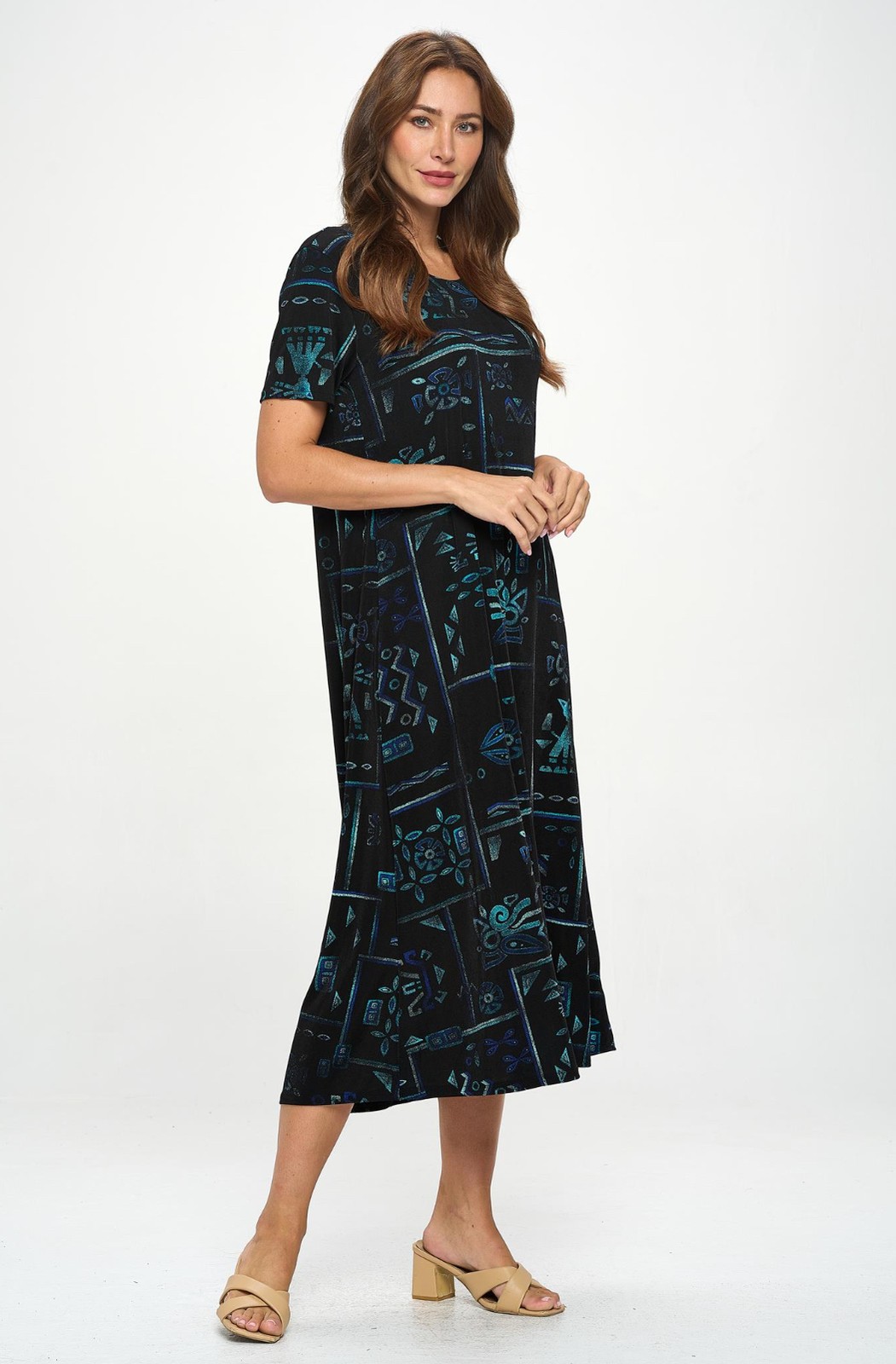 JOSTAR Slinky LONG DRESS Poly Spandex SLINKY STRETCH Knit BLACK TEAL S M L XL 3X