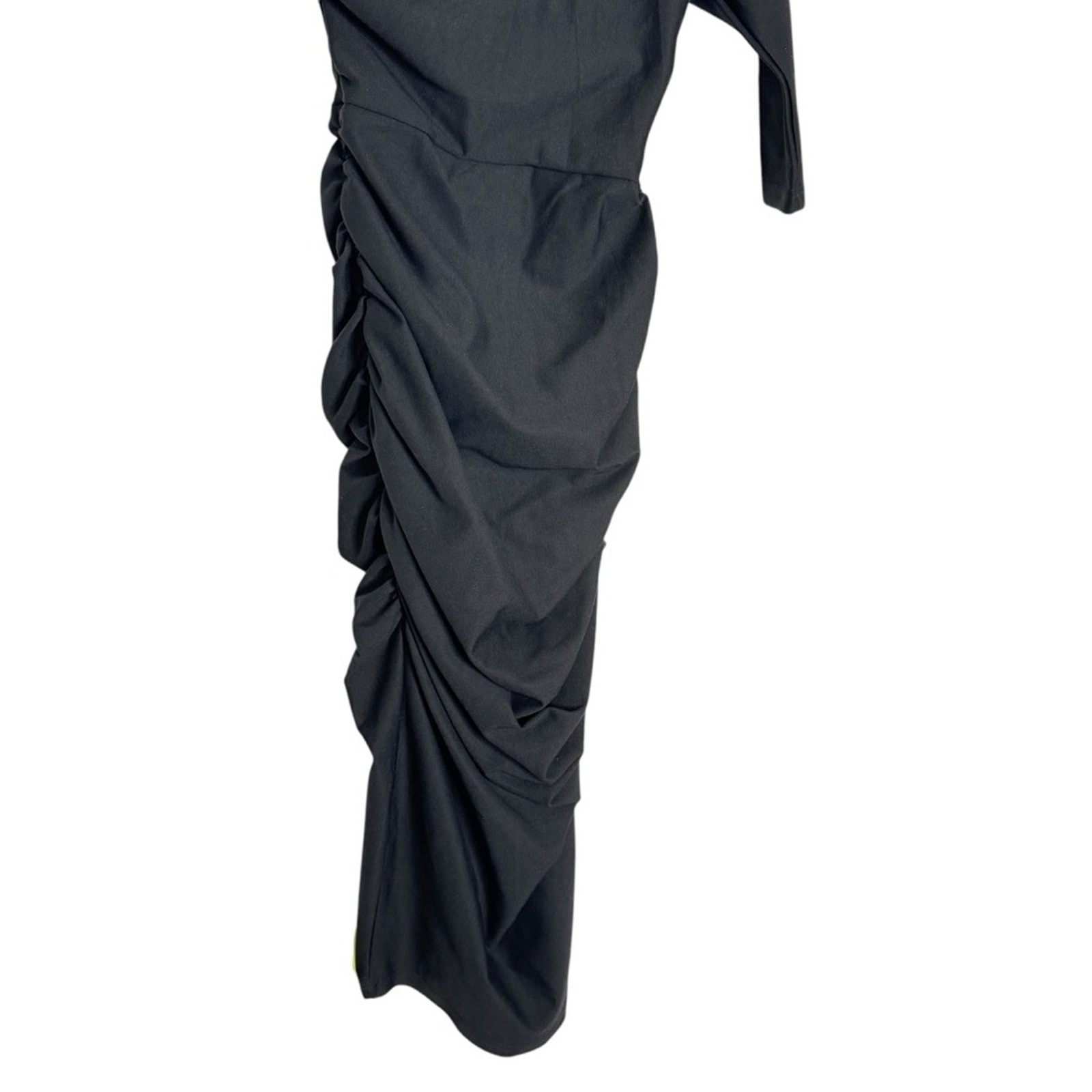 Alieva Black Bodycon Dolly Ruched One Shoulder Dress LBD