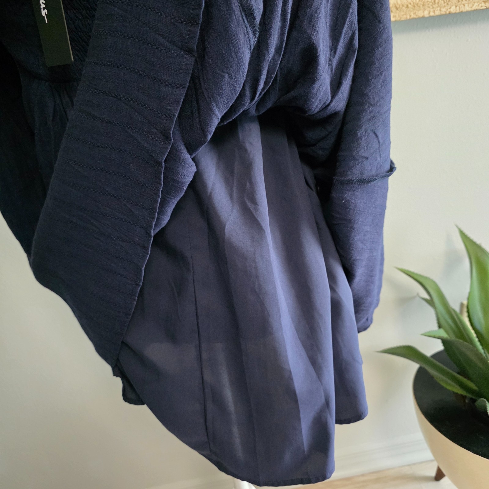 Lulus Navy Smock Gathered Top Bell Sleeve Dress size XS NWT