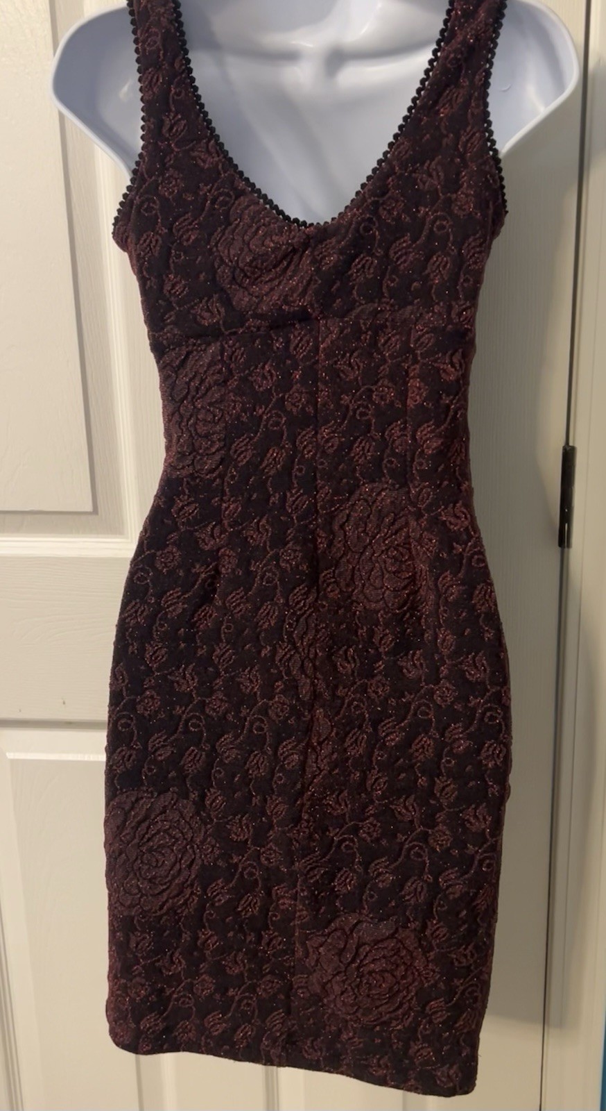 90s Y2K Whimsy Goth Romantic Burgundy Dark Red Glitter Roses Dress Small Grunge