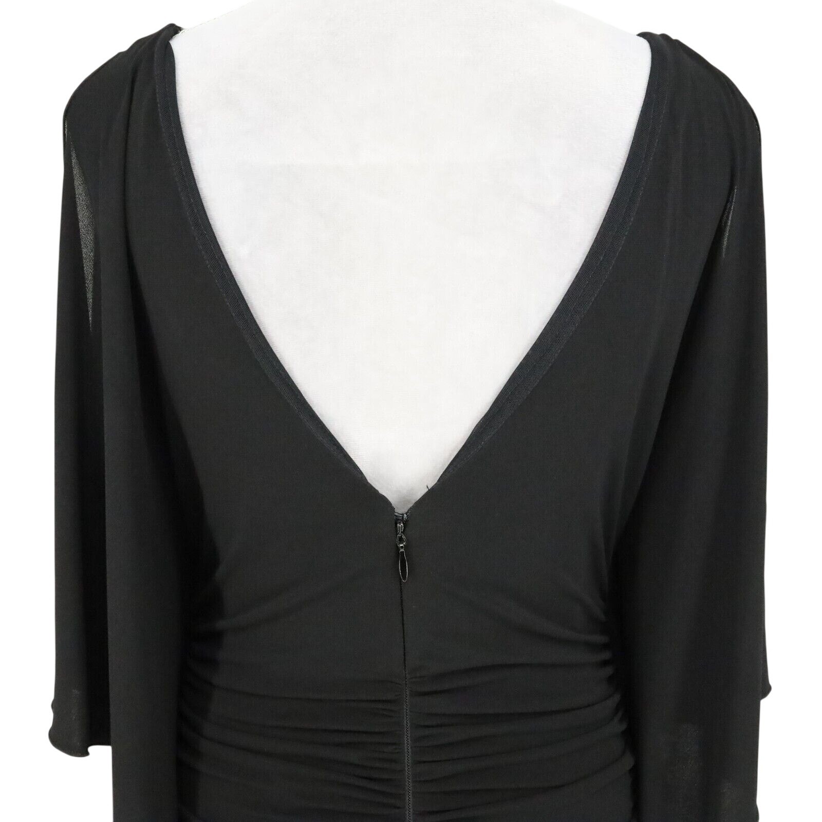 Nicole Miller Gown Womens 10 Black Maxi Ruched Lined Dress Low Back Zip Formal