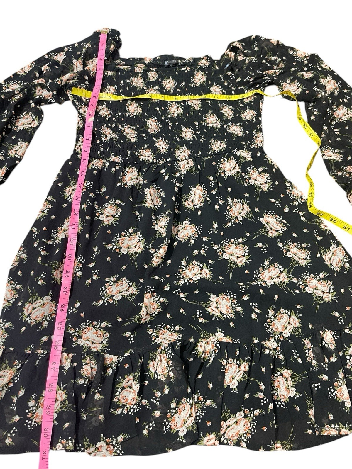 AS U WISH Women’s Size Medium Black Floral Printed Mini Dress Retail $44.00