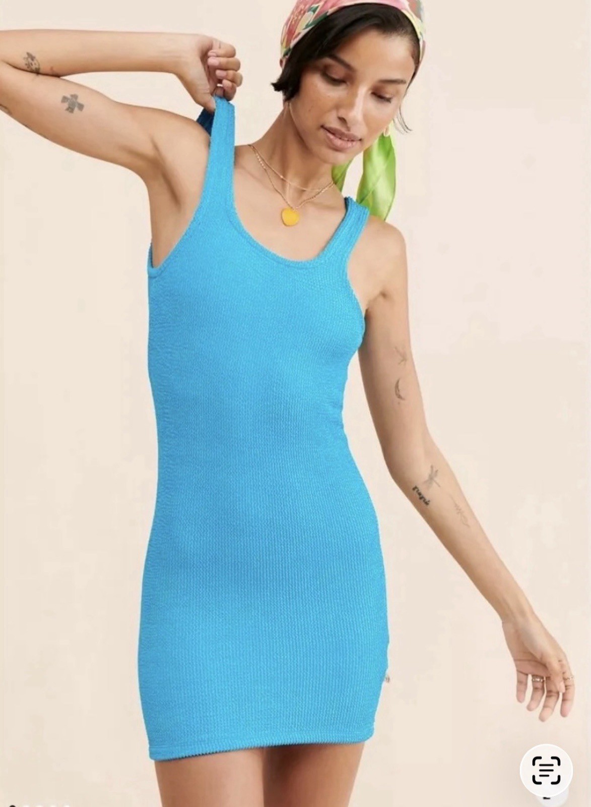 Araminta James Bella Donna Crinkle Bodycon Mini Dress, Blue, Size M, MSRP: $179